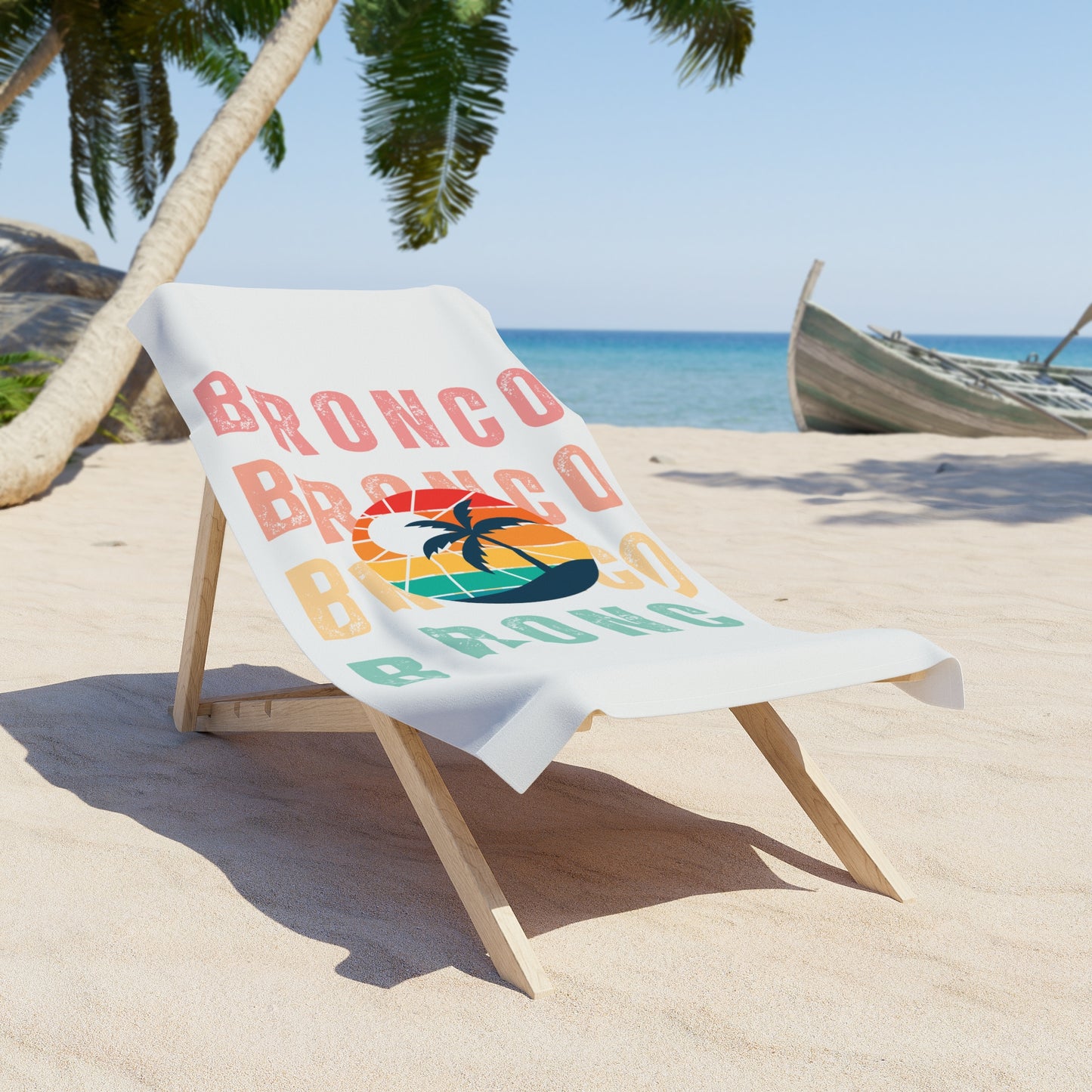 Bronco - Retro - Sun - Palm Trees - Beach Towel