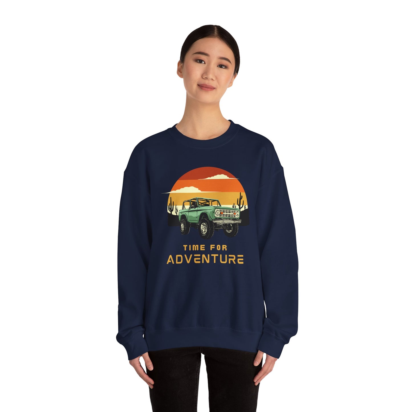 Time For Adventure - Bronco - Sunset - Retro - Unisex Heavy Blend Crewneck Sweatshirt