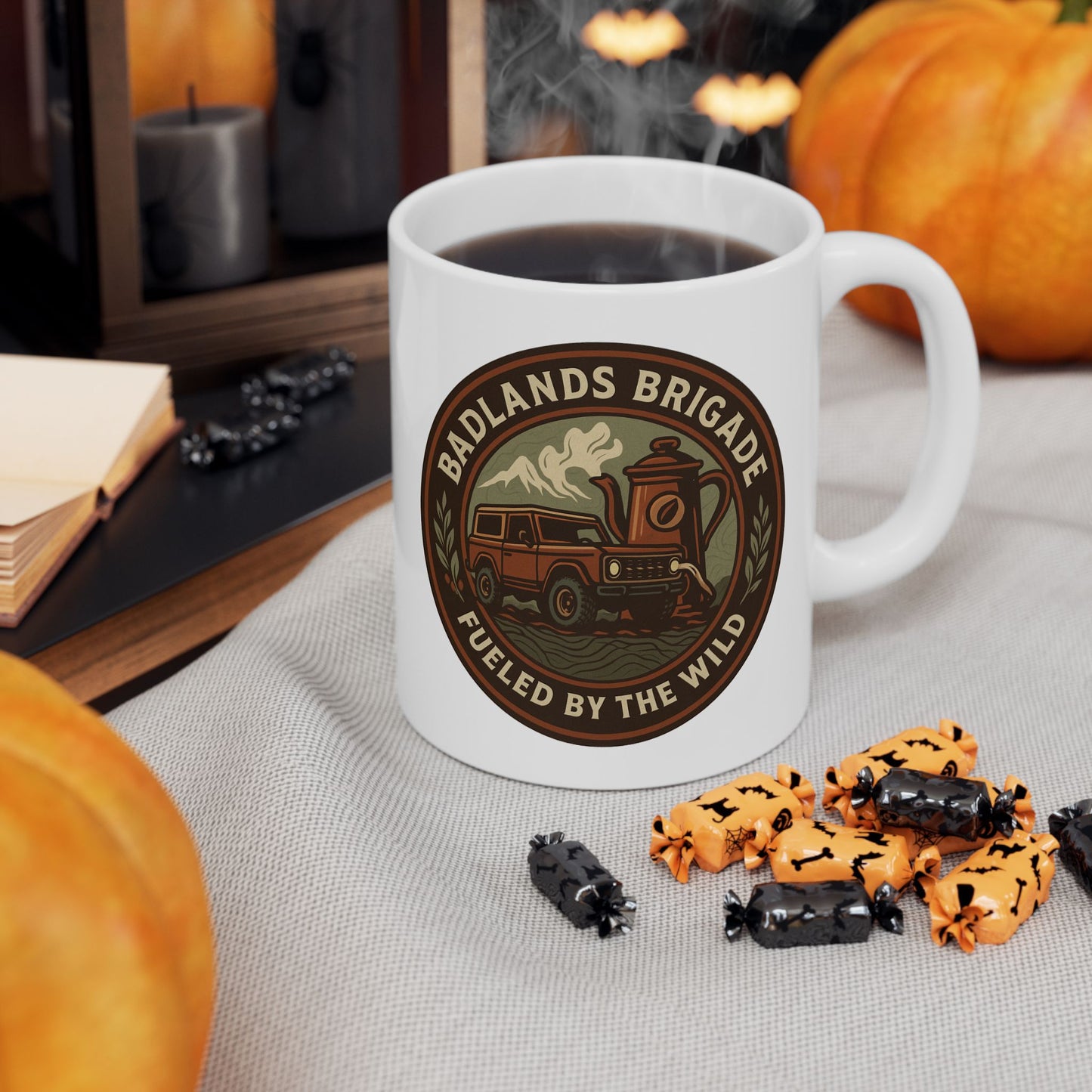 Fueled by the Wild - Badlands Brigade, Adventure-Themed Ceramic Mug - Badlands Brigade Design