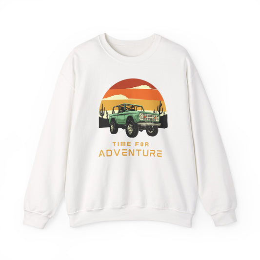 Time For Adventure - Bronco - Sunset - Retro - Unisex Heavy Blend Crewneck Sweatshirt