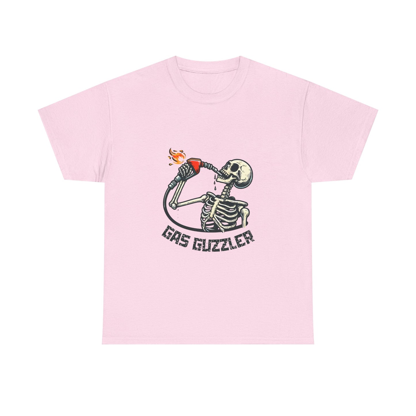 Gas Guzzler Skeleton Unisex Tee, Funny Skeleton Shirt, Halloween Graphic Tee, Skeleton Drinking Gasoline Shirt, Skeleton Gas Pump Tee