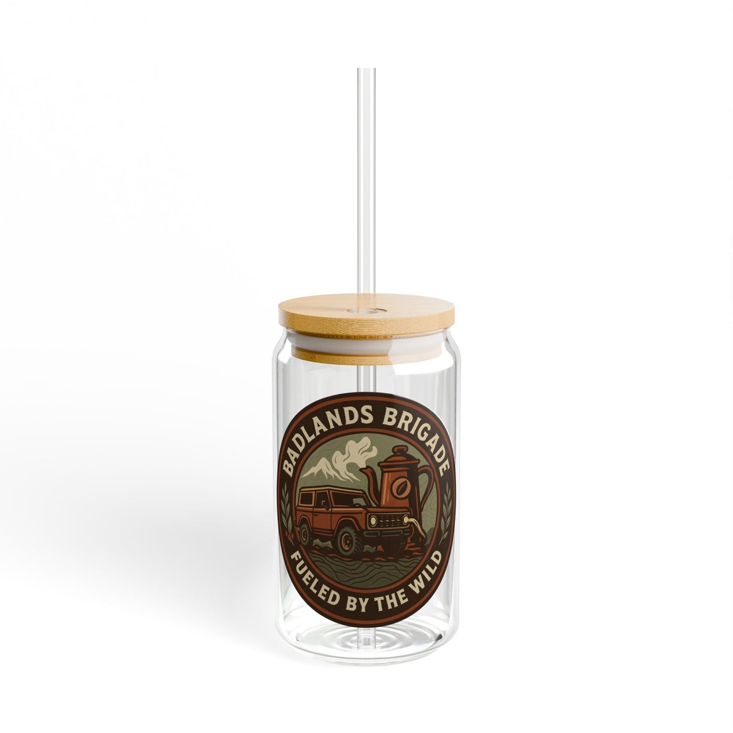 Fueled By The Wild - Badlands Brigade, Adventurer's Sipper Glass - 16oz with 'Fueled By The Wild' Design