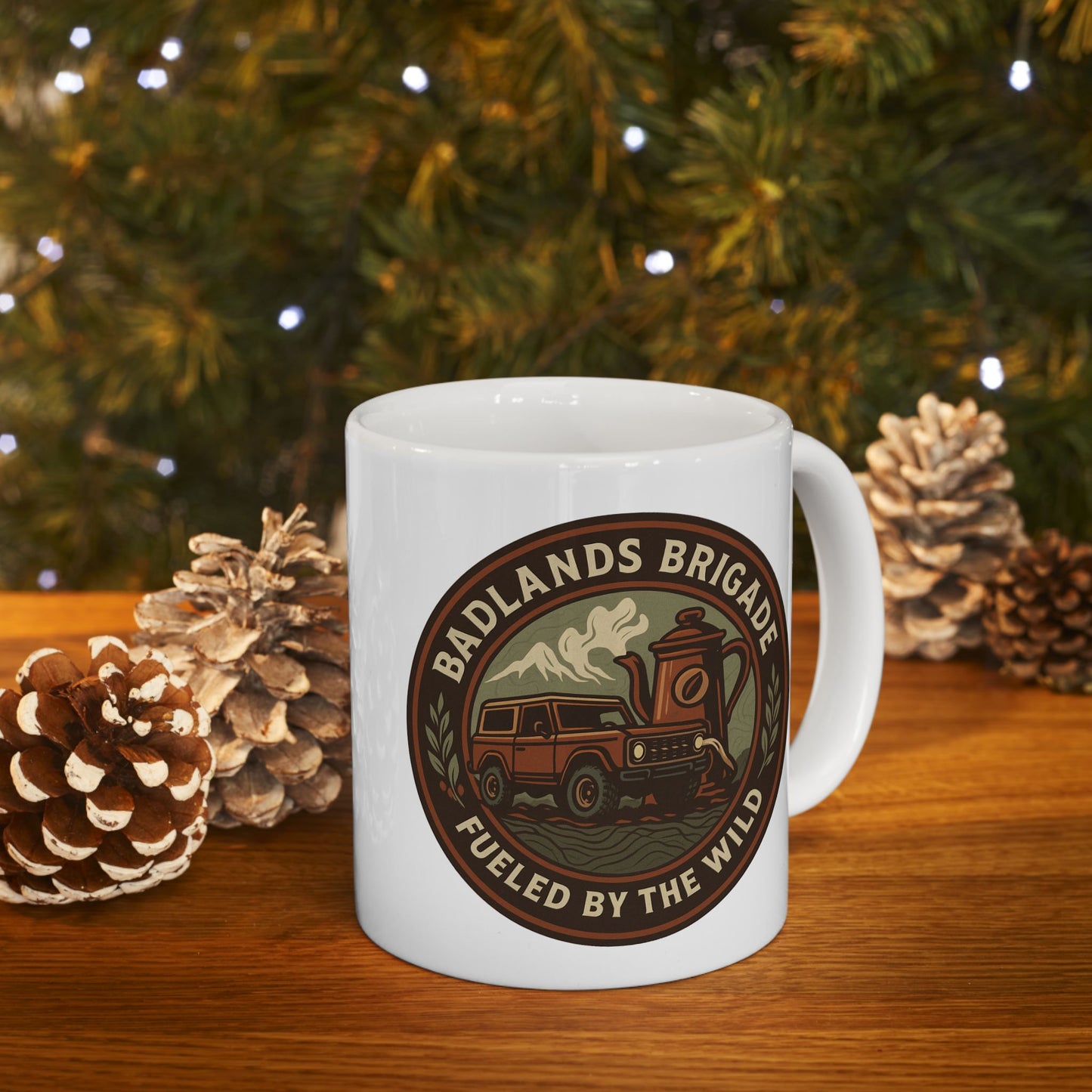 Fueled by the Wild - Badlands Brigade, Adventure-Themed Ceramic Mug - Badlands Brigade Design