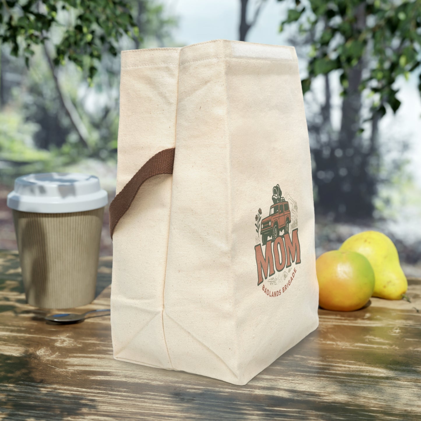 Mom's Adventure Canvas Lunch Bag - Eco-Friendly Tote with Strap