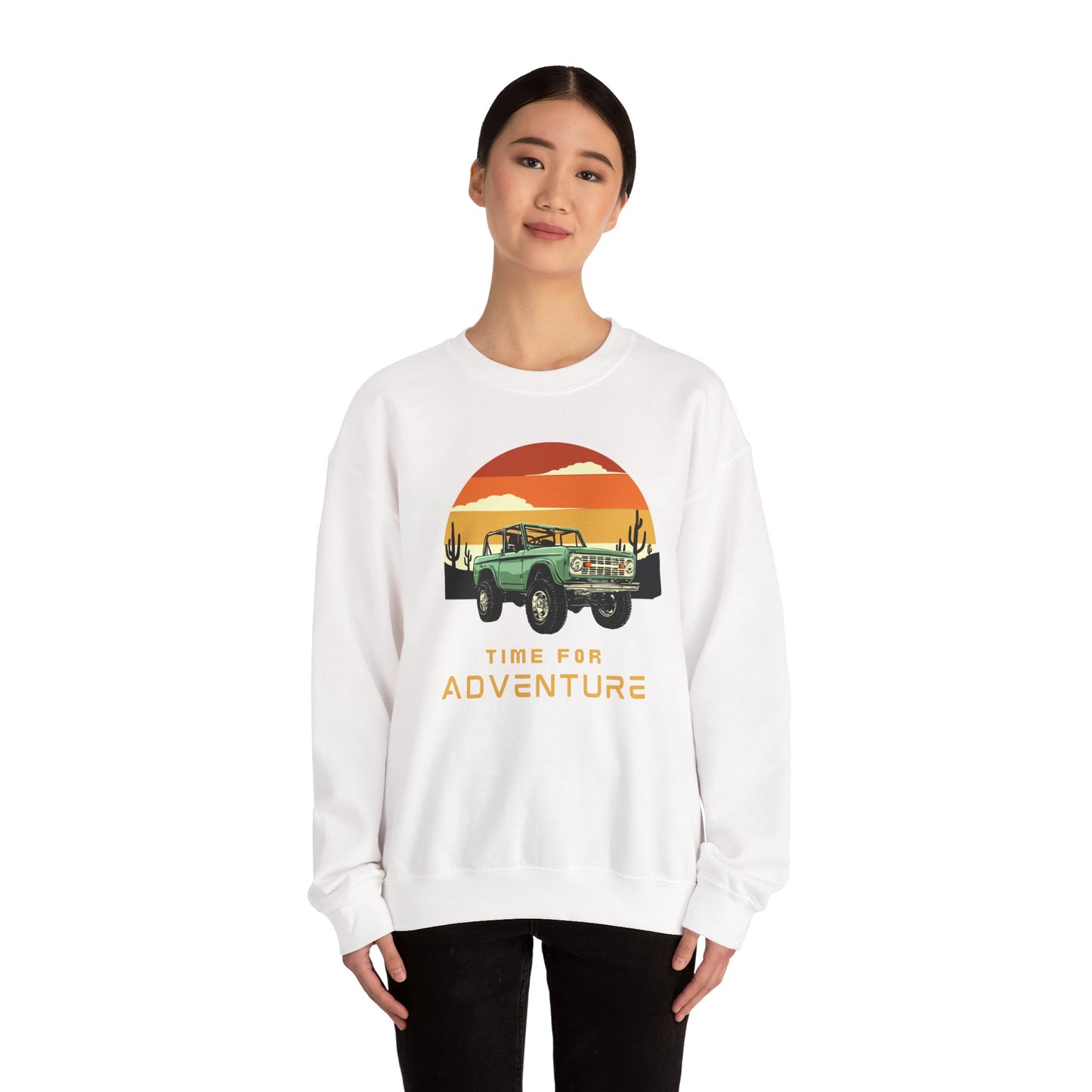 Time For Adventure - Bronco - Sunset - Retro - Unisex Heavy Blend Crewneck Sweatshirt