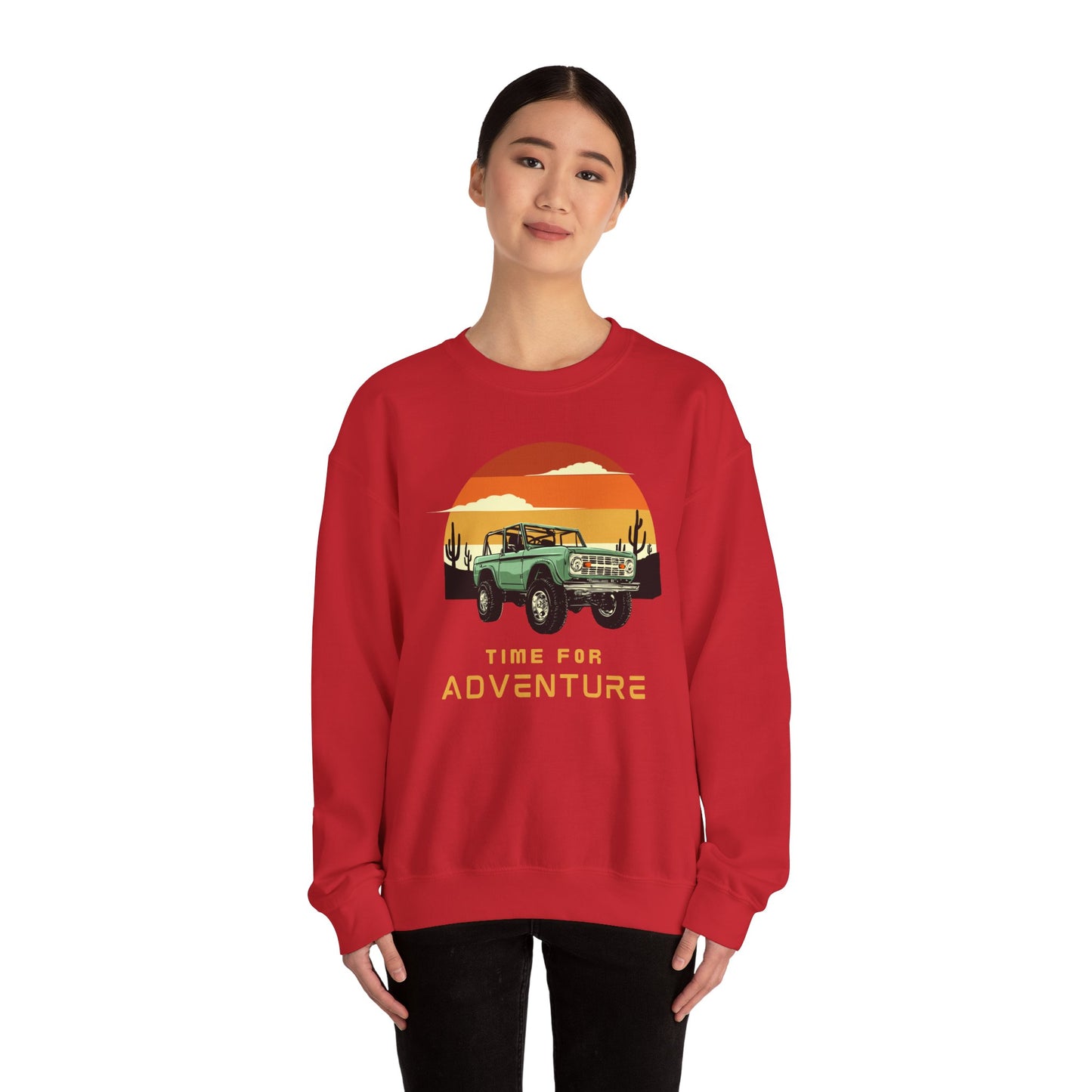 Time For Adventure - Bronco - Sunset - Retro - Unisex Heavy Blend Crewneck Sweatshirt