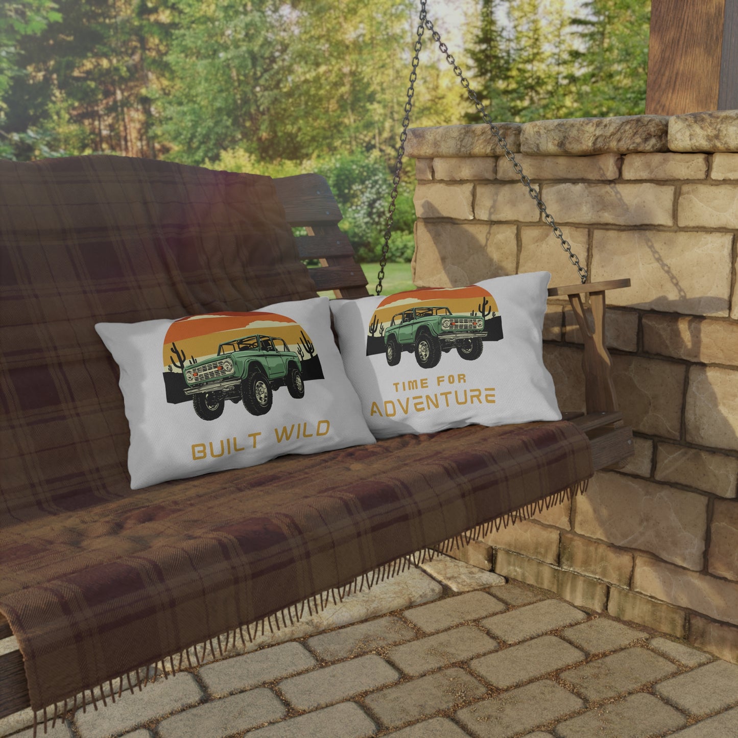 Built Wild / Time For Adventure - Ford / Bronco - Sunset - Outdoor Pillows