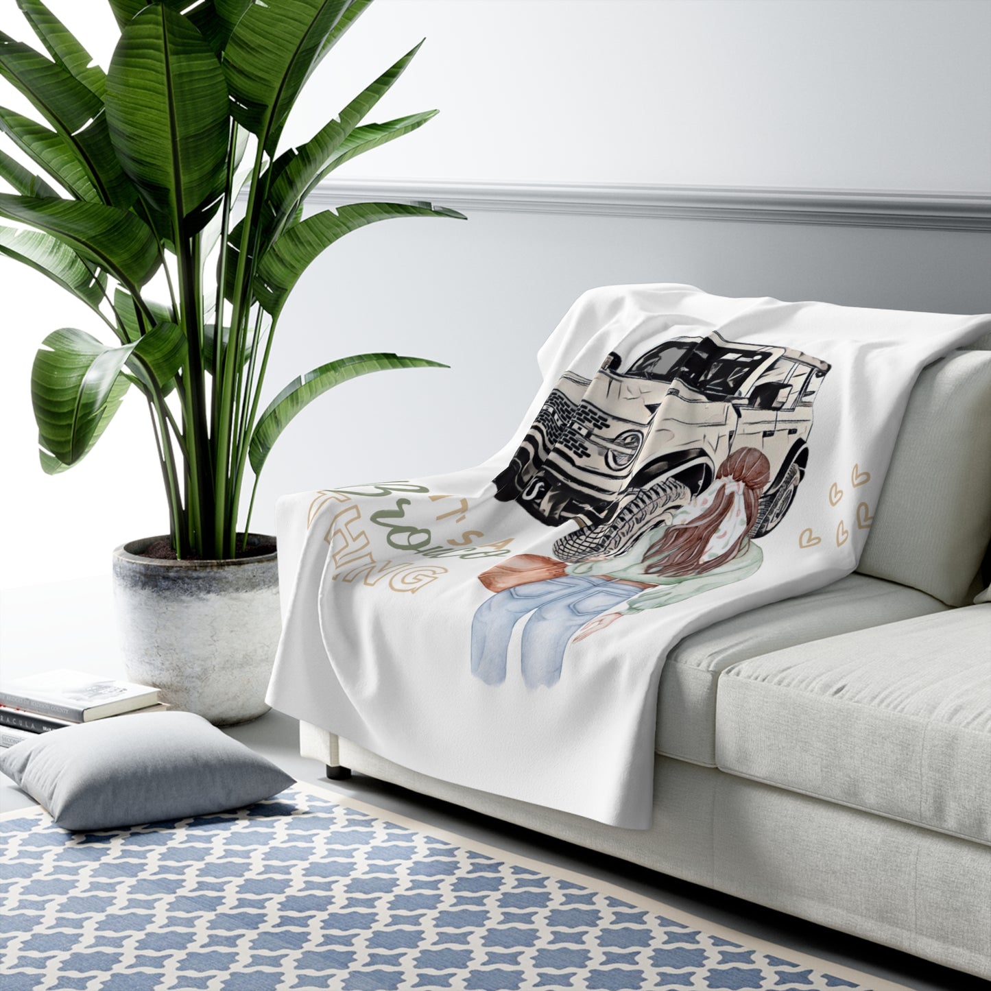It's A Bronco Thing - Brunette - Watercolor - Sherpa Fleece Blanket
