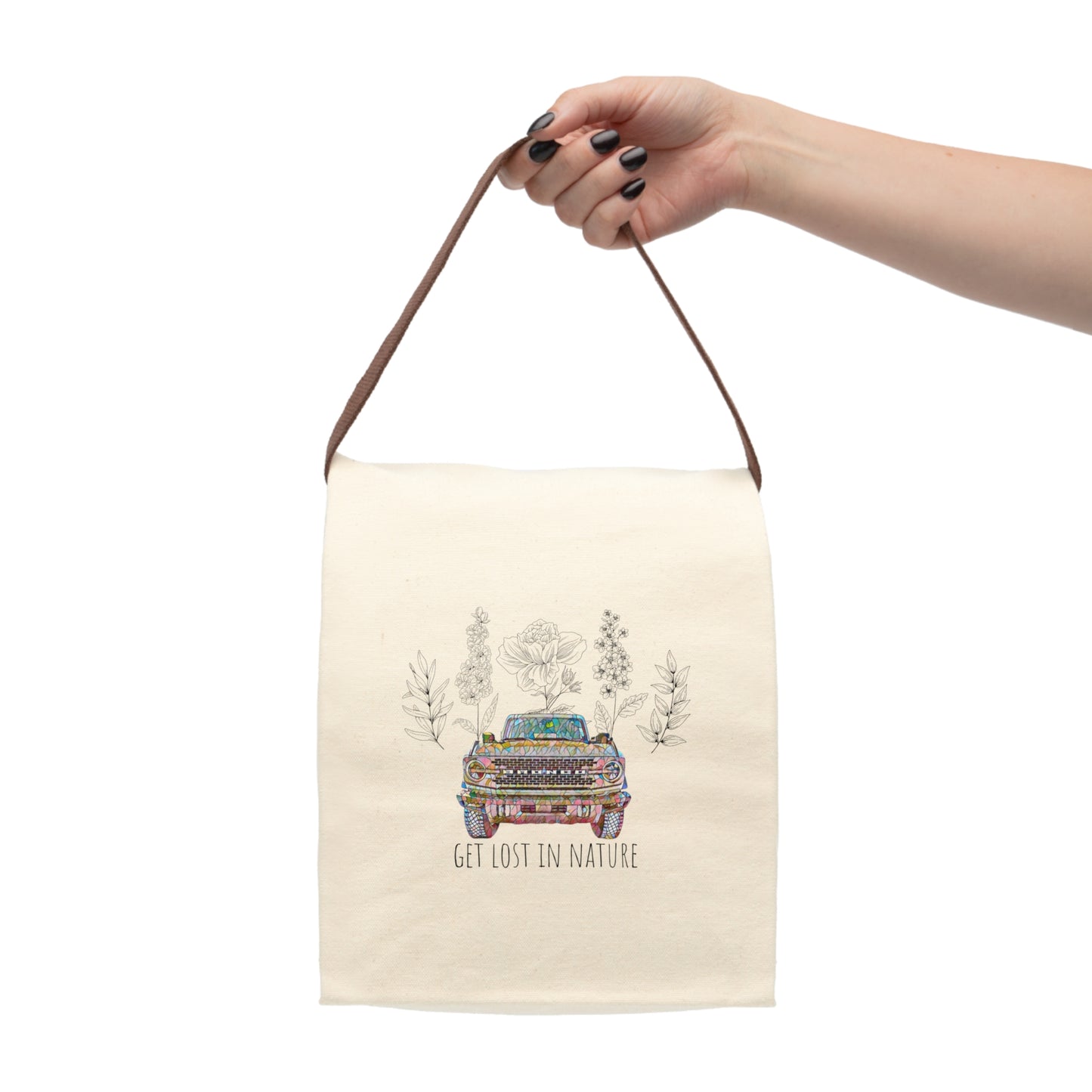 Get Lost In Nature - Bronco Flowers - Canvas Lunch Bag With Strap
