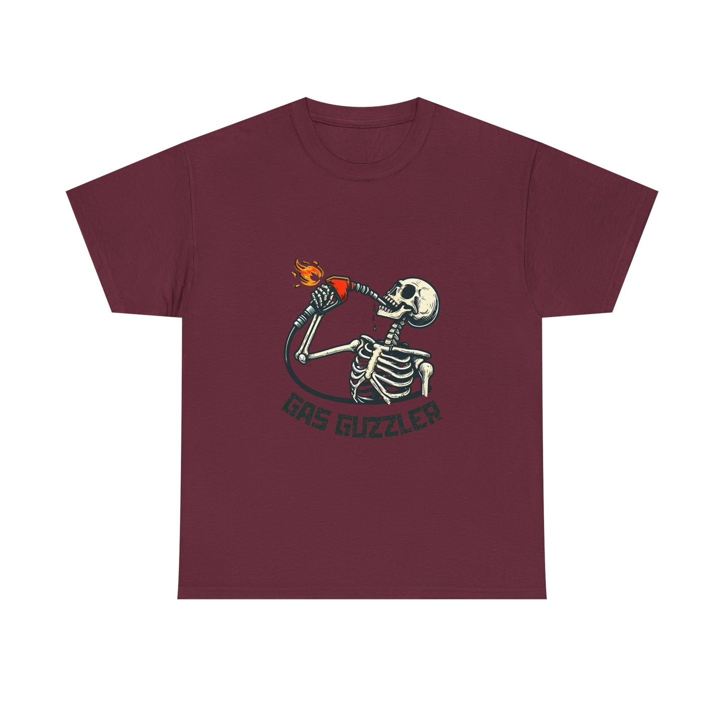Gas Guzzler Skeleton Unisex Tee, Funny Skeleton Shirt, Halloween Graphic Tee, Skeleton Drinking Gasoline Shirt, Skeleton Gas Pump Tee