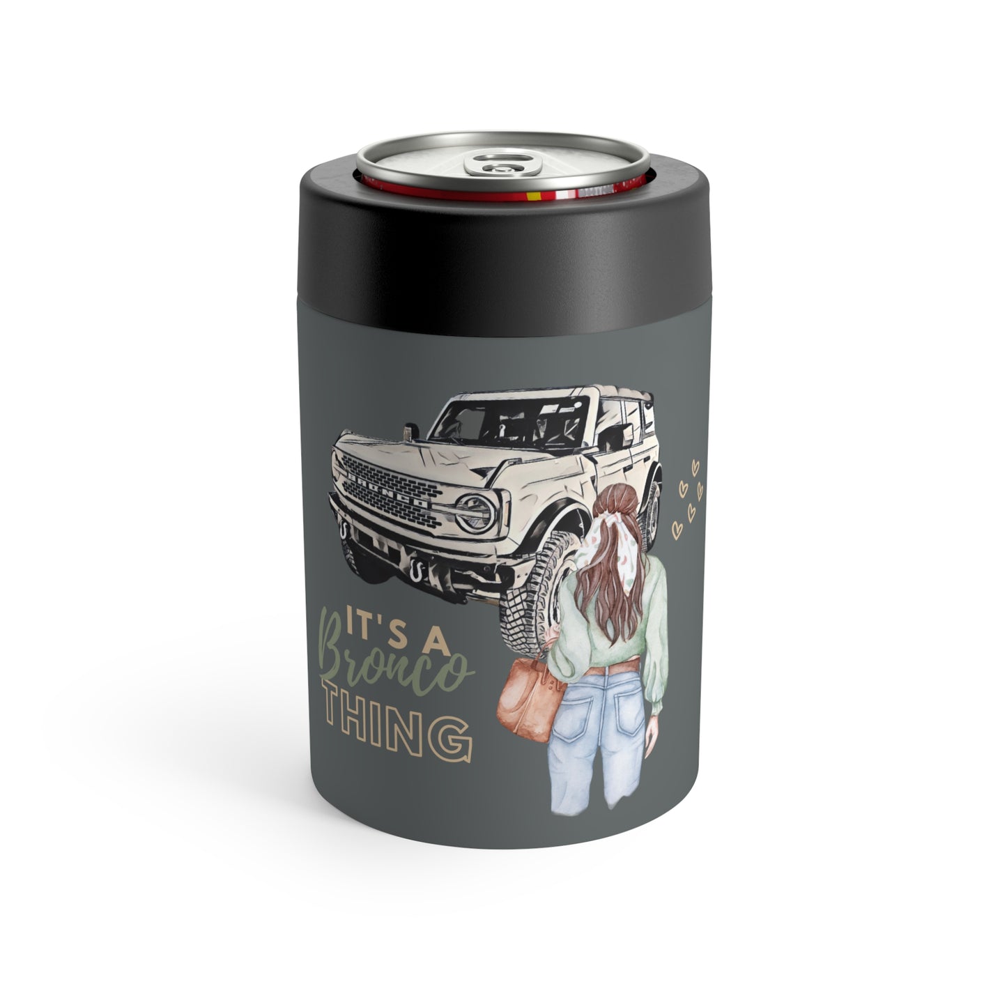 It's a Bronco Thing - Watercolor - Brunette - Can Holder