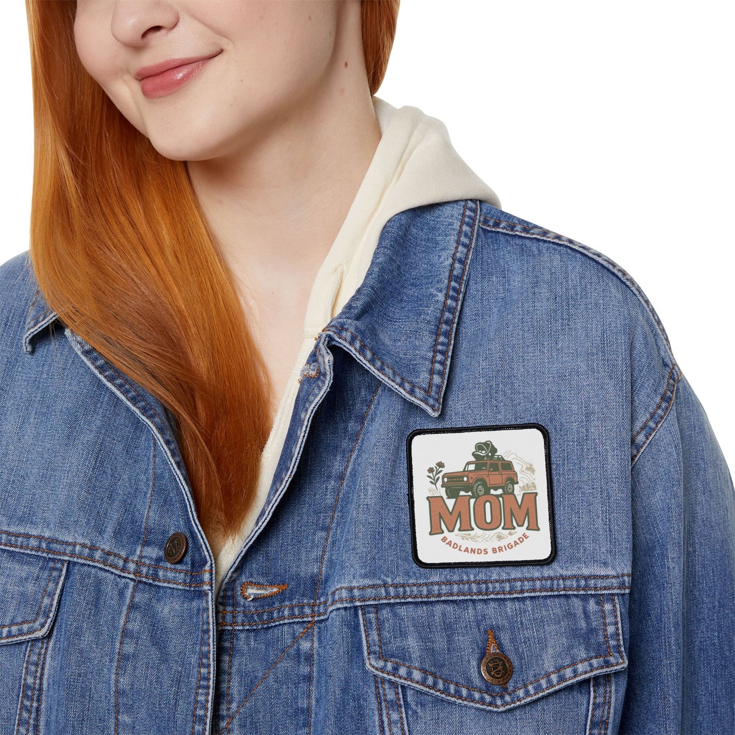 MOM's Adventure Iron-On Patch - Badlands Brigade - Retro Style Embroidery for Jackets & Bags