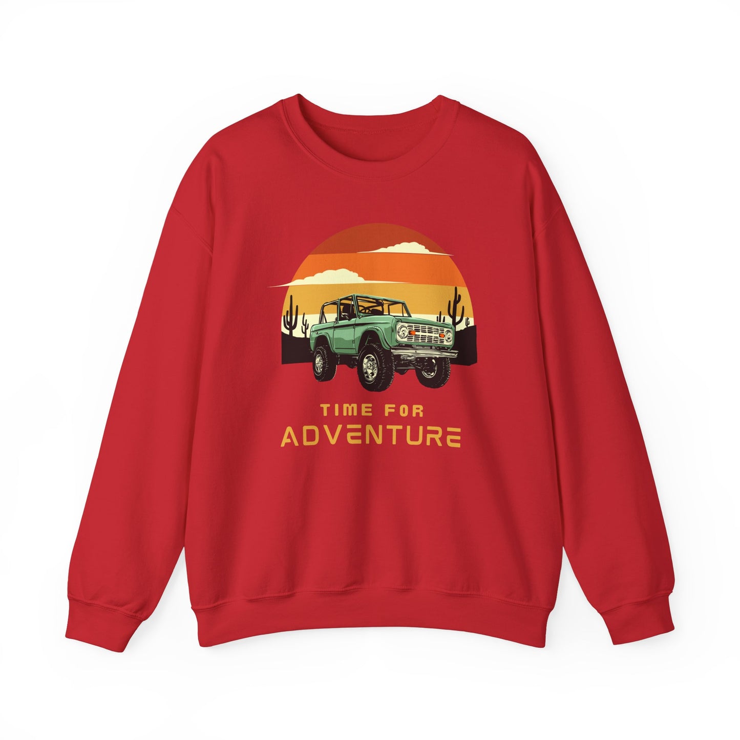 Time For Adventure - Bronco - Sunset - Retro - Unisex Heavy Blend Crewneck Sweatshirt