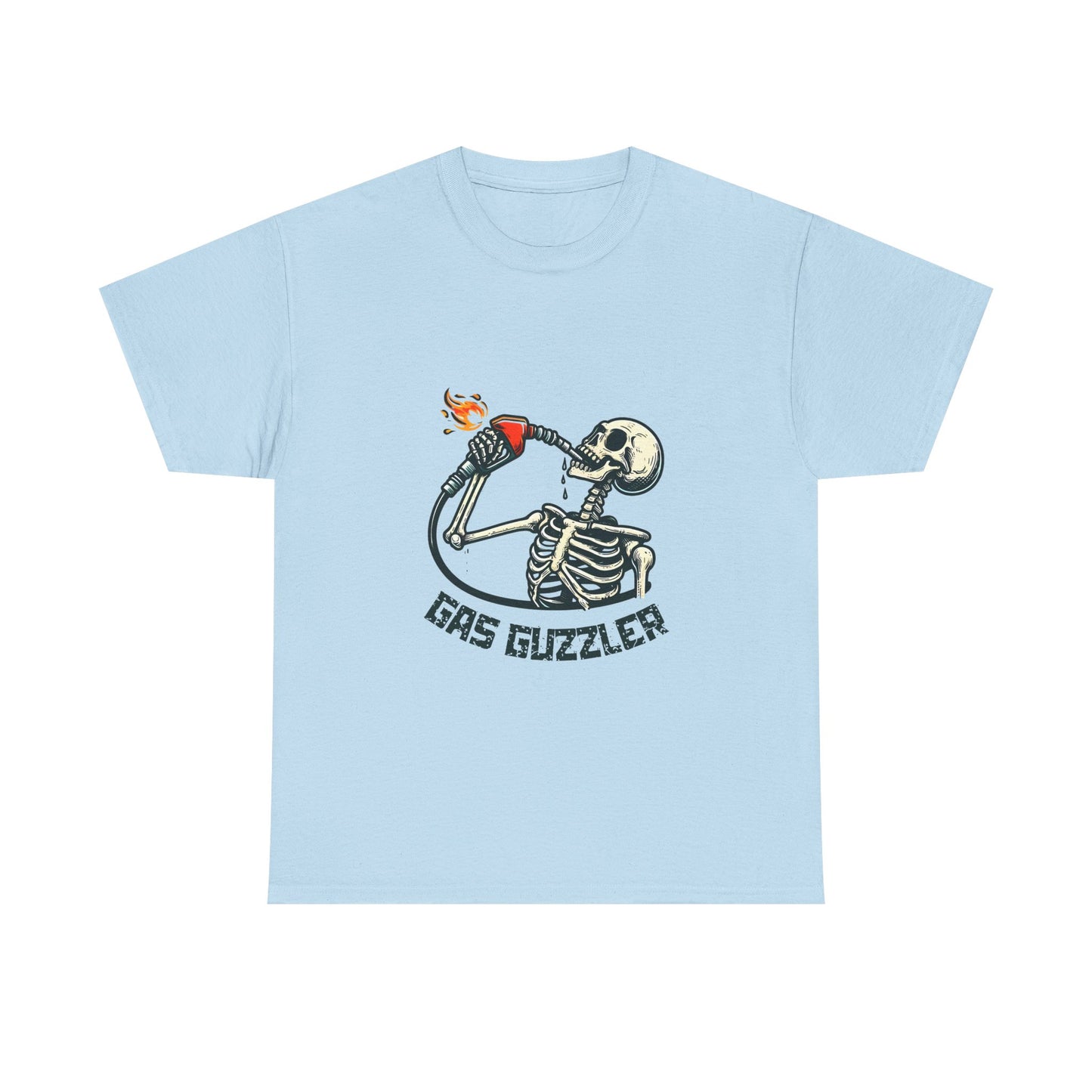 Gas Guzzler Skeleton Unisex Tee, Funny Skeleton Shirt, Halloween Graphic Tee, Skeleton Drinking Gasoline Shirt, Skeleton Gas Pump Tee