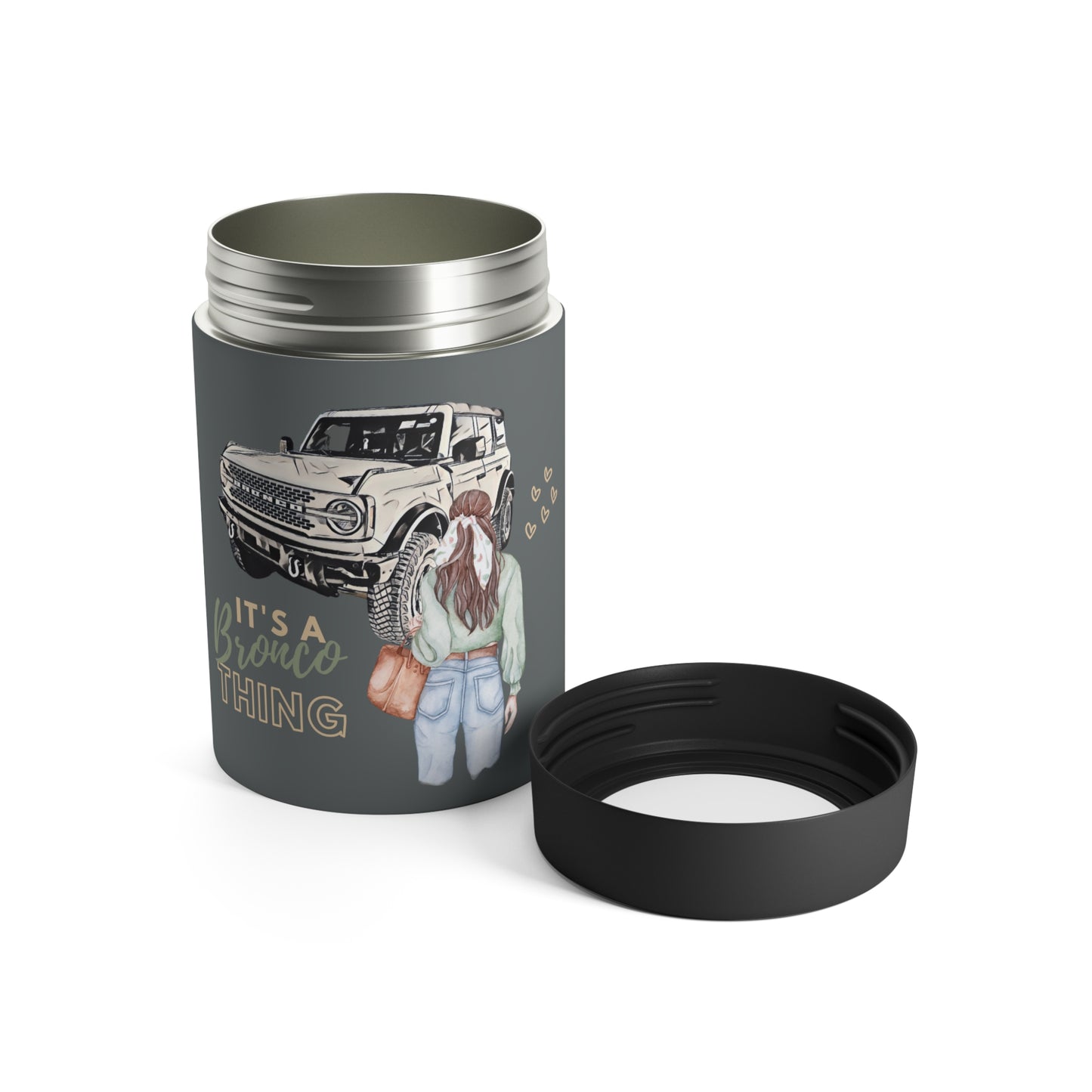 It's a Bronco Thing - Watercolor - Brunette - Can Holder