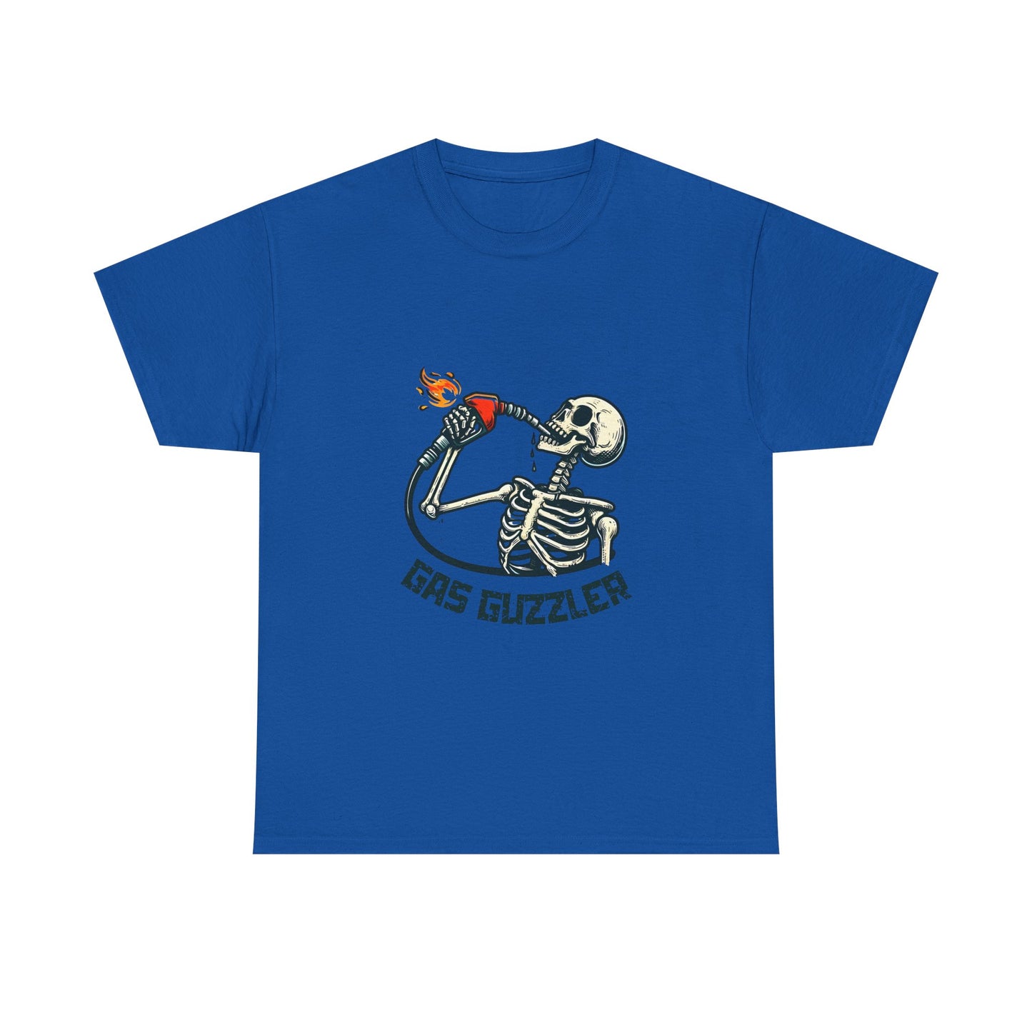Gas Guzzler Skeleton Unisex Tee, Funny Skeleton Shirt, Halloween Graphic Tee, Skeleton Drinking Gasoline Shirt, Skeleton Gas Pump Tee