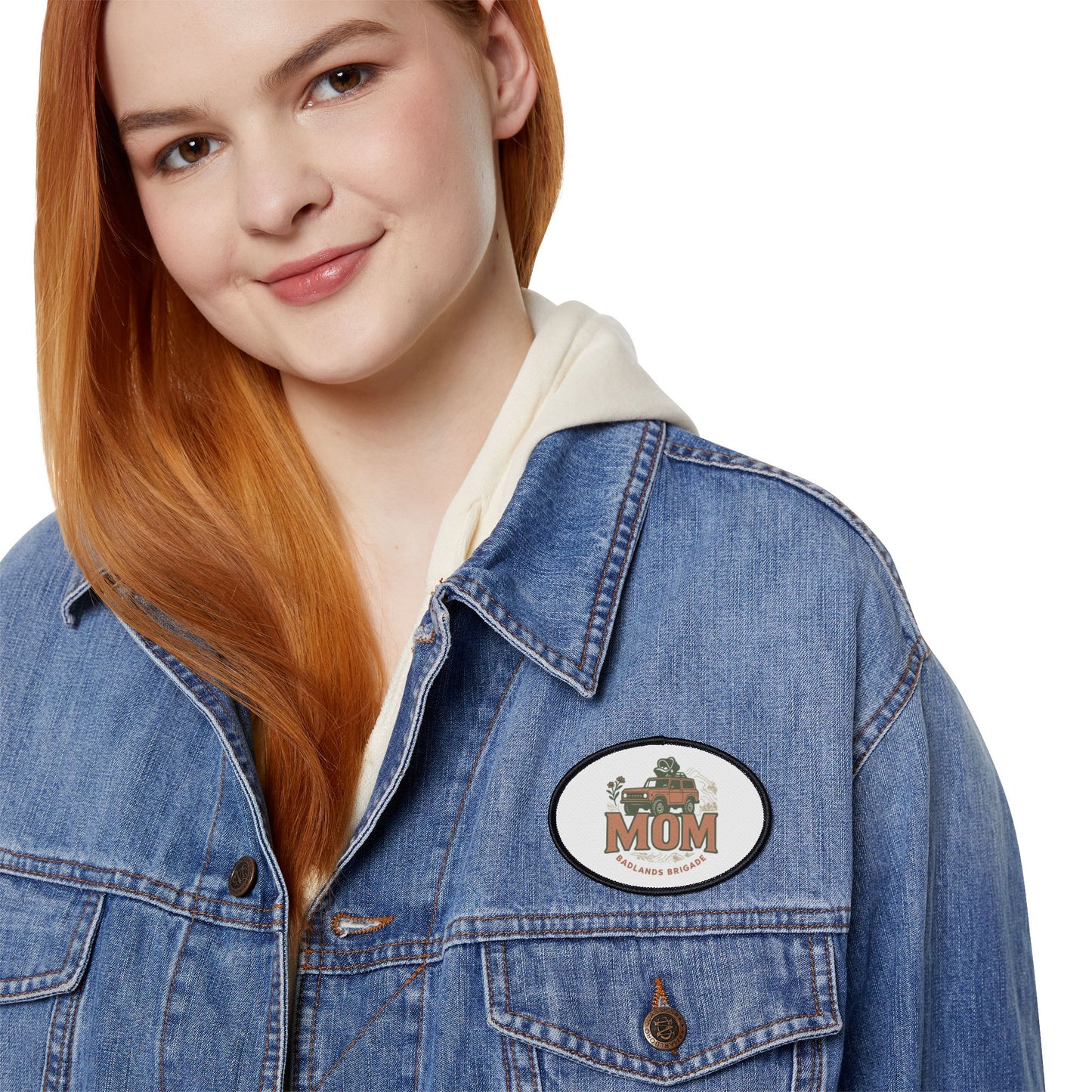 MOM's Adventure Iron-On Patch - Badlands Brigade - Retro Style Embroidery for Jackets & Bags