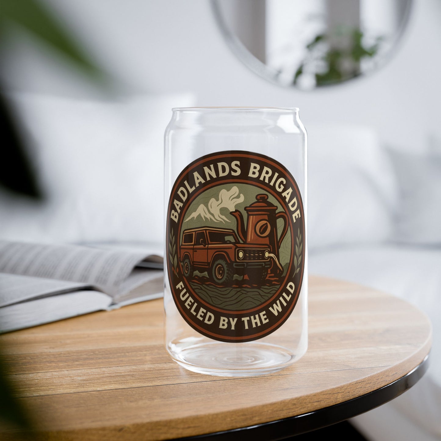 Fueled By The Wild - Badlands Brigade, Adventurer's Sipper Glass - 16oz with 'Fueled By The Wild' Design