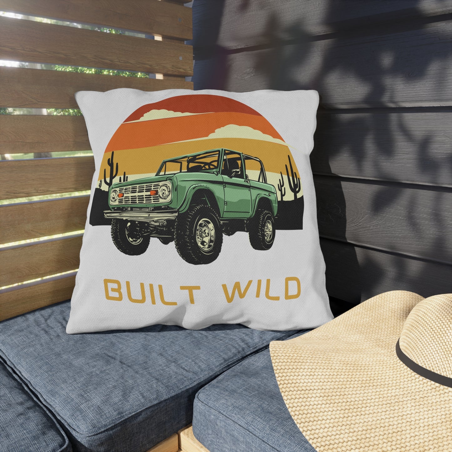 Built Wild / Time For Adventure - Ford / Bronco - Sunset - Outdoor Pillows