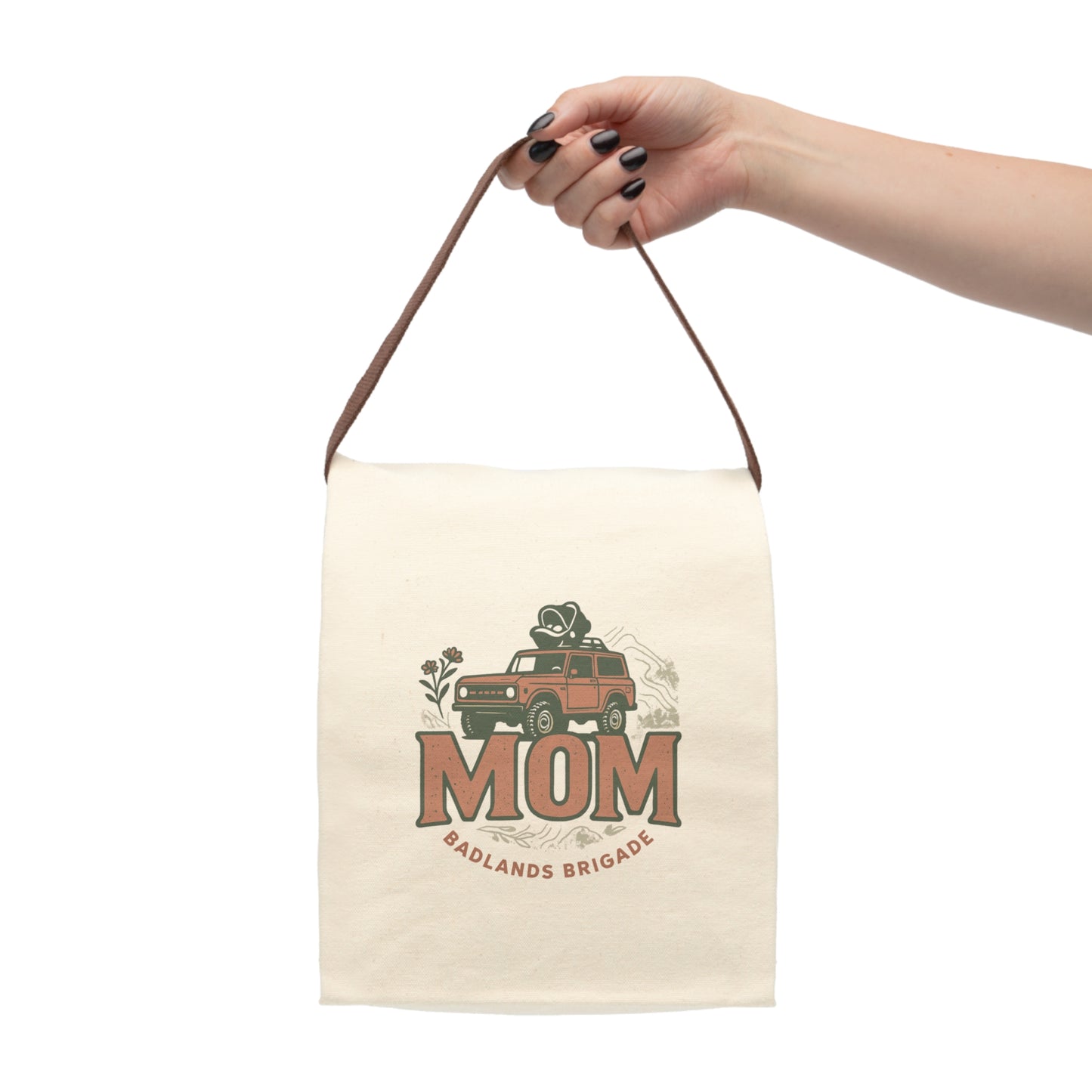 Mom's Adventure Canvas Lunch Bag - Eco-Friendly Tote with Strap