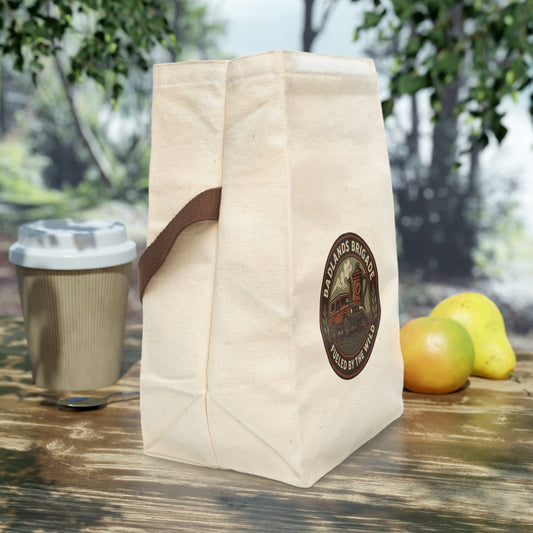 Fueled by the Wild - Badlands Brigade, Vintage Canvas Lunch Bag with Strap