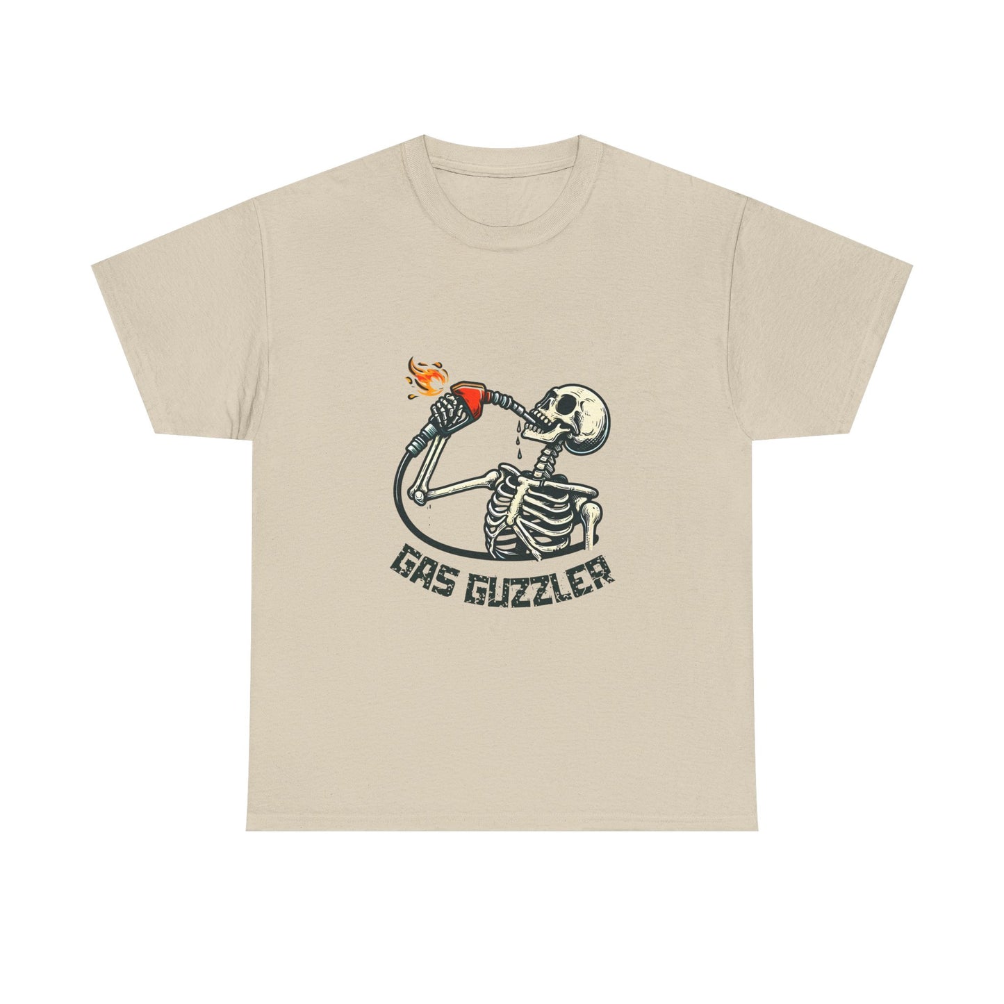 Gas Guzzler Skeleton Unisex Tee, Funny Skeleton Shirt, Halloween Graphic Tee, Skeleton Drinking Gasoline Shirt, Skeleton Gas Pump Tee