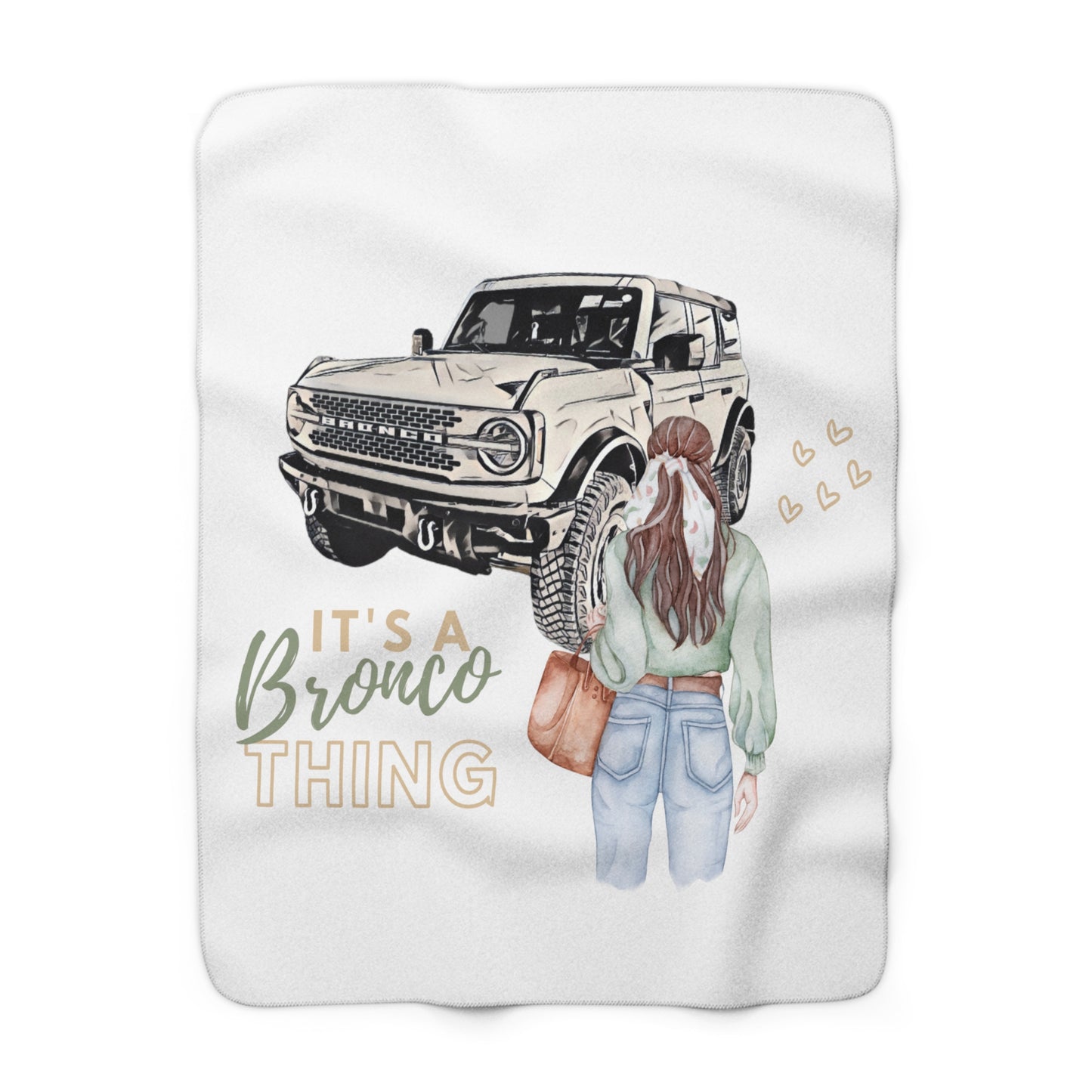 It's A Bronco Thing - Brunette - Watercolor - Sherpa Fleece Blanket