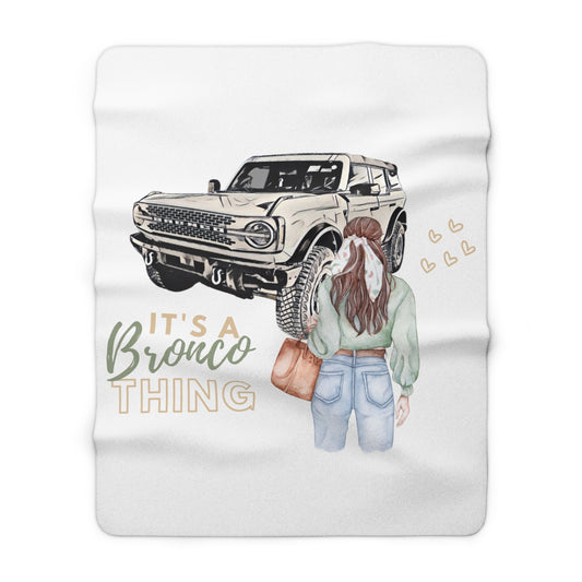 It's A Bronco Thing - Brunette - Watercolor - Sherpa Fleece Blanket