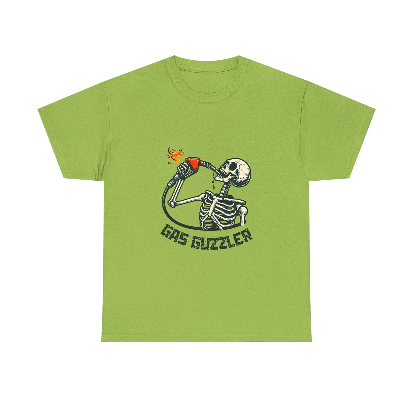 Gas Guzzler Skeleton Unisex Tee, Funny Skeleton Shirt, Halloween Graphic Tee, Skeleton Drinking Gasoline Shirt, Skeleton Gas Pump Tee