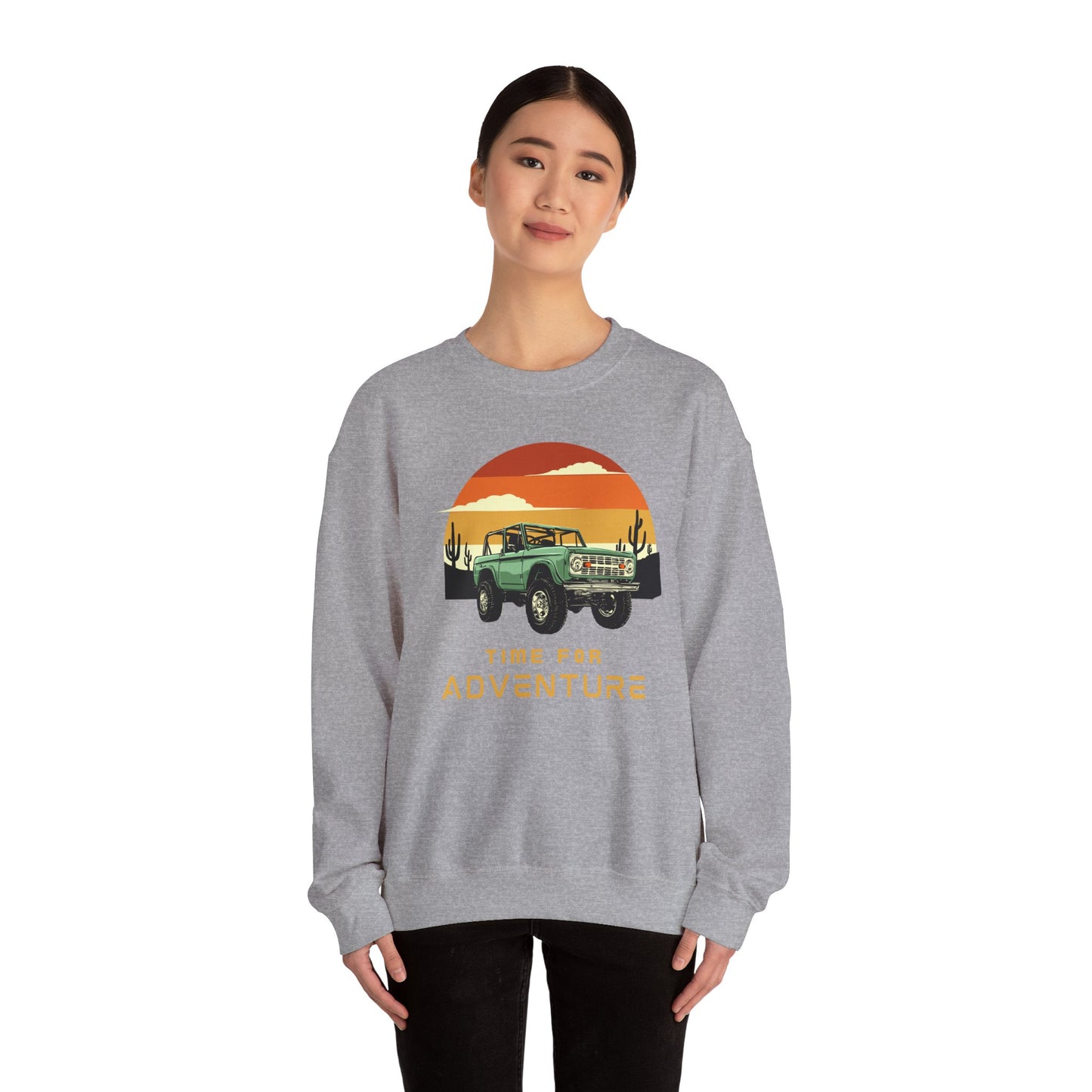 Time For Adventure - Bronco - Sunset - Retro - Unisex Heavy Blend Crewneck Sweatshirt