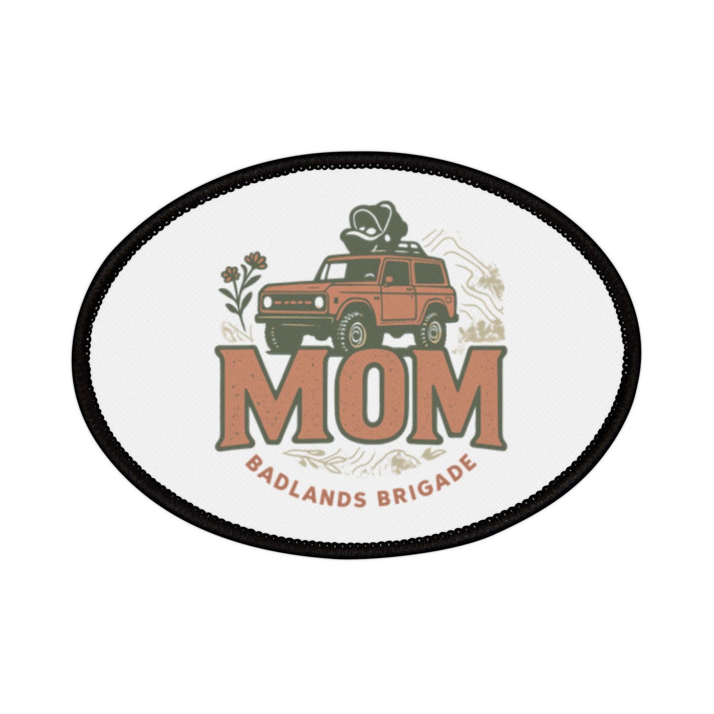 MOM's Adventure Iron-On Patch - Badlands Brigade - Retro Style Embroidery for Jackets & Bags