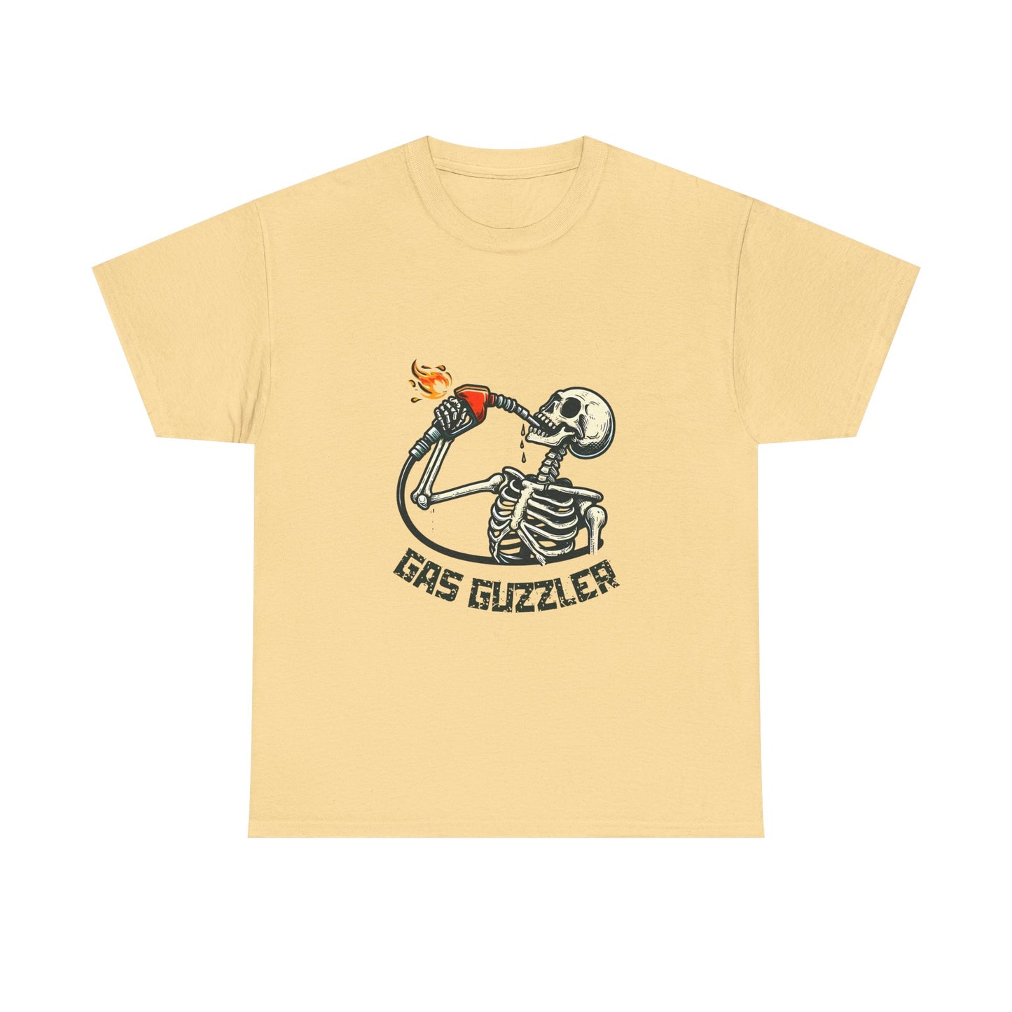 Gas Guzzler Skeleton Unisex Tee, Funny Skeleton Shirt, Halloween Graphic Tee, Skeleton Drinking Gasoline Shirt, Skeleton Gas Pump Tee