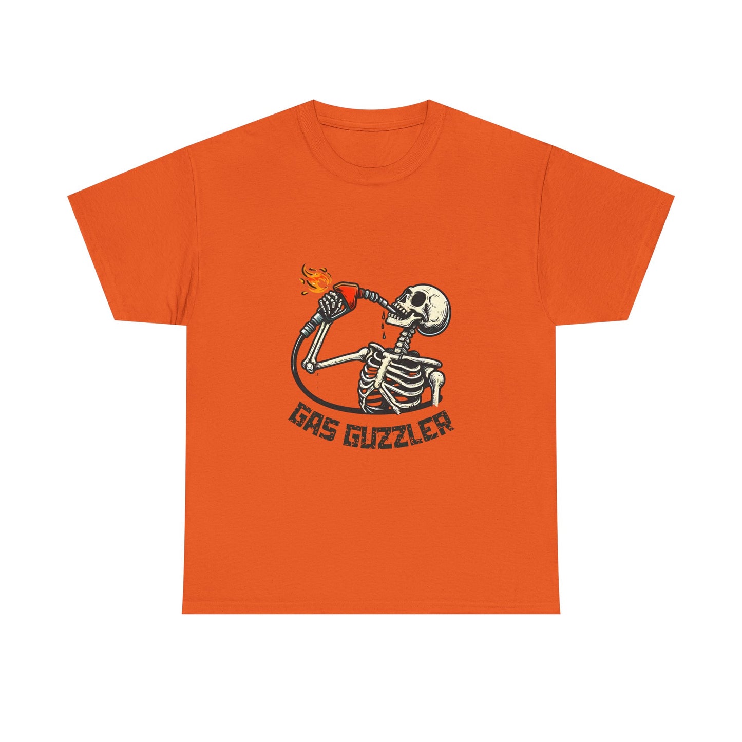 Gas Guzzler Skeleton Unisex Tee, Funny Skeleton Shirt, Halloween Graphic Tee, Skeleton Drinking Gasoline Shirt, Skeleton Gas Pump Tee