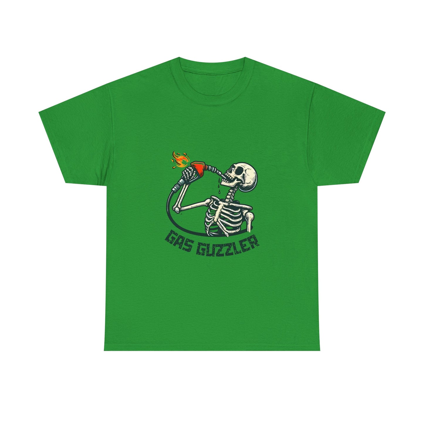 Gas Guzzler Skeleton Unisex Tee, Funny Skeleton Shirt, Halloween Graphic Tee, Skeleton Drinking Gasoline Shirt, Skeleton Gas Pump Tee
