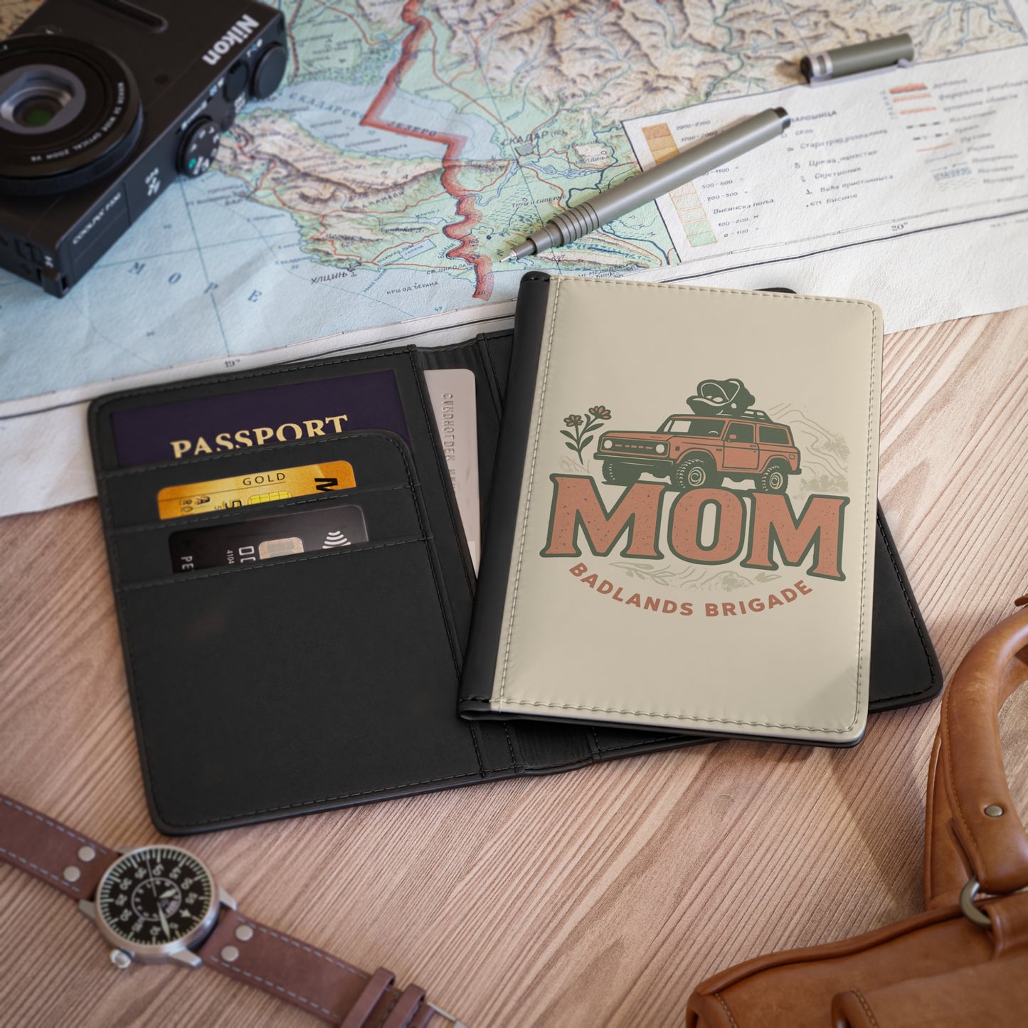 MOM's Adventure Stylish Passport Cover, Travel Accessory, Adventure Gift, Unique Holiday Present, Jetsetter Essential