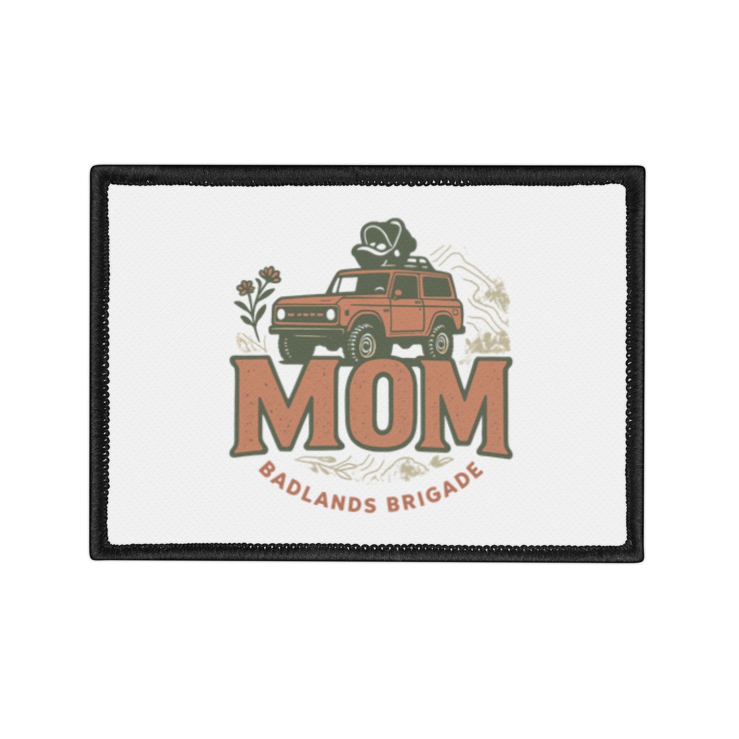 MOM's Adventure Iron-On Patch - Badlands Brigade - Retro Style Embroidery for Jackets & Bags