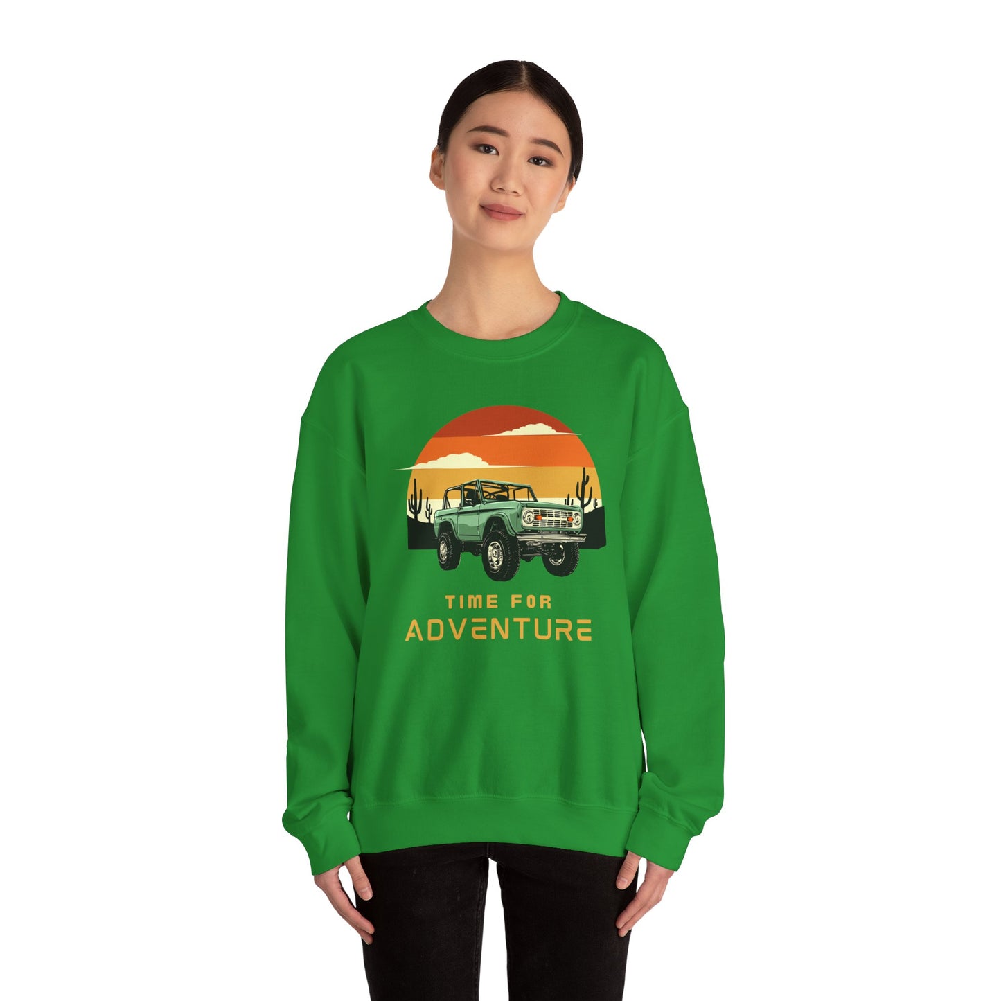 Time For Adventure - Bronco - Sunset - Retro - Unisex Heavy Blend Crewneck Sweatshirt