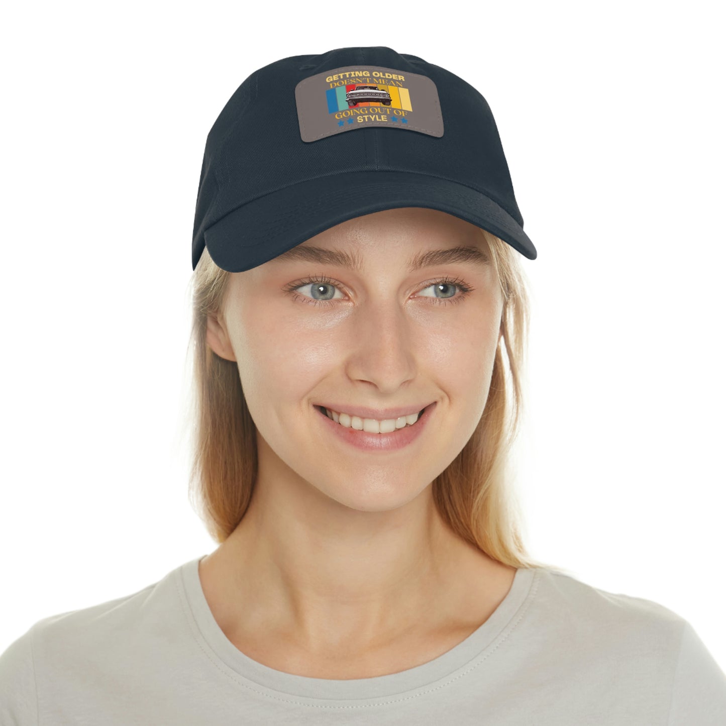 Getting Older Doesn't Mean Going Out Of Style - Bronco - Hat with Leather Patch (Rectangle)
