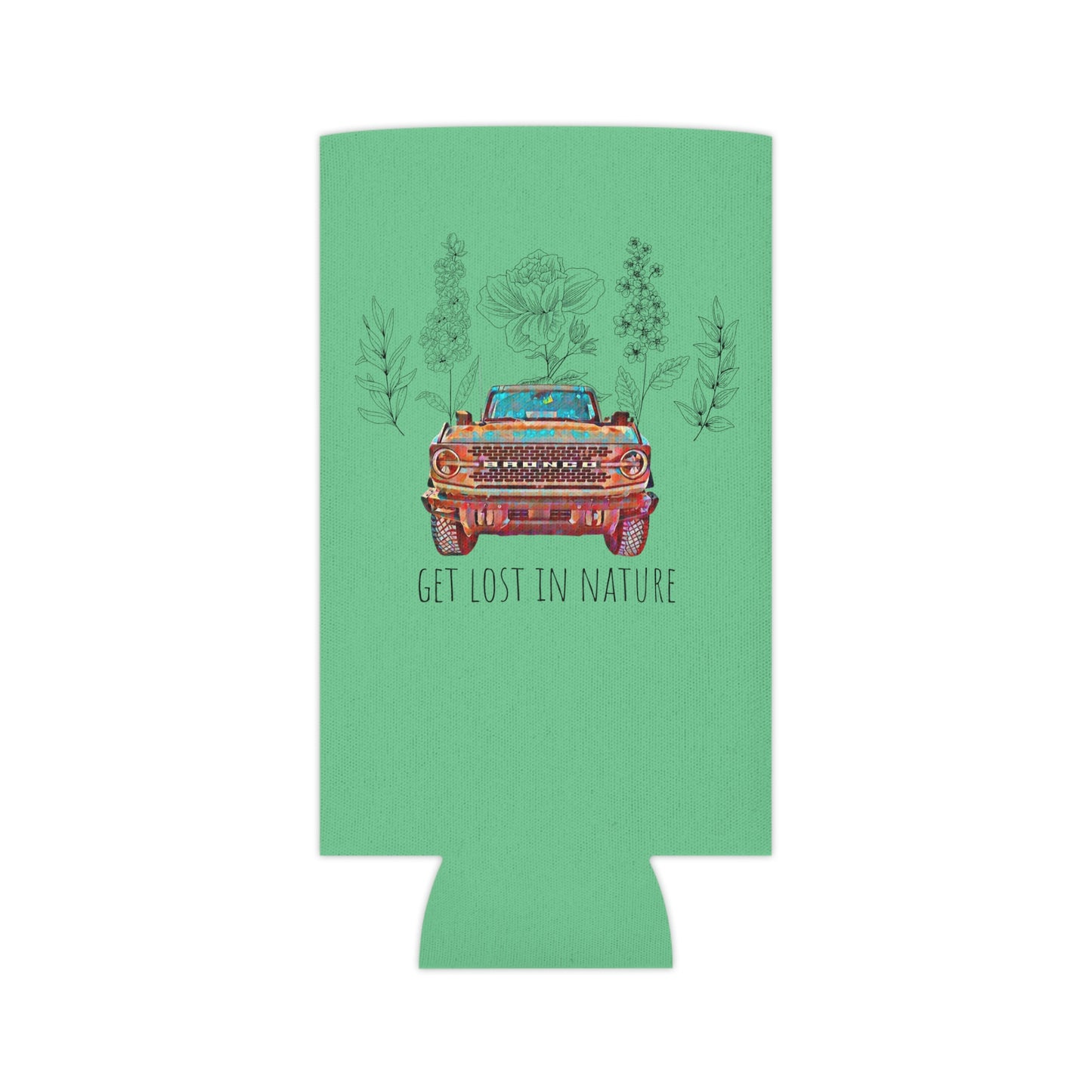 Get Lost In Nature - Bronco - Flowers / Floral - Can Cooler