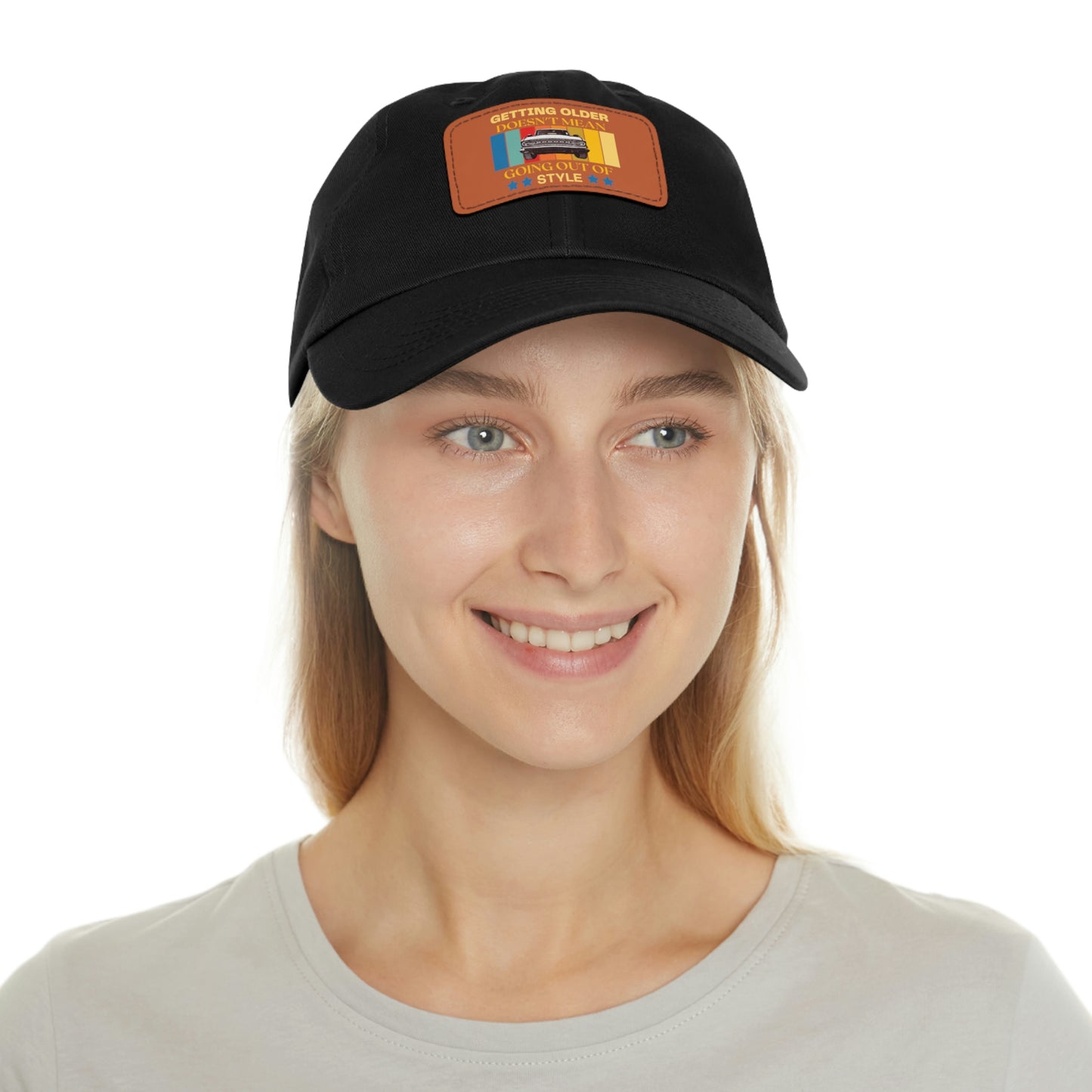 Getting Older Doesn't Mean Going Out Of Style - Bronco - Hat with Leather Patch (Rectangle)