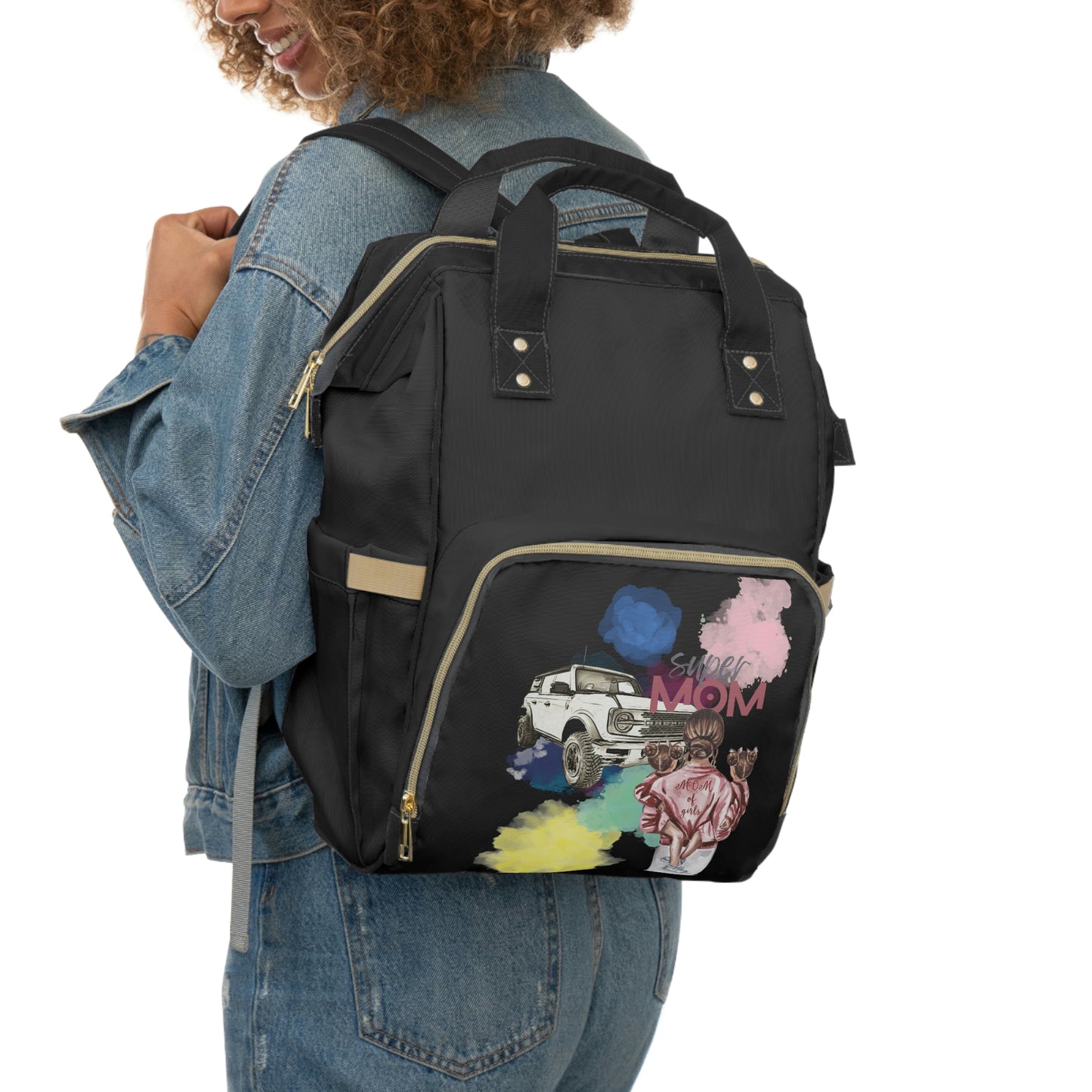 Super MOM - Bronco - Clouds - Multifunctional Diaper Backpack