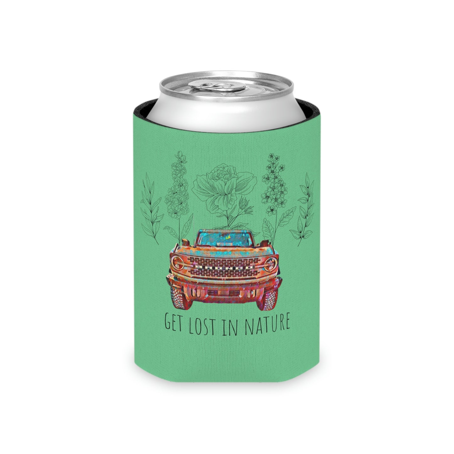 Get Lost In Nature - Bronco - Flowers / Floral - Can Cooler