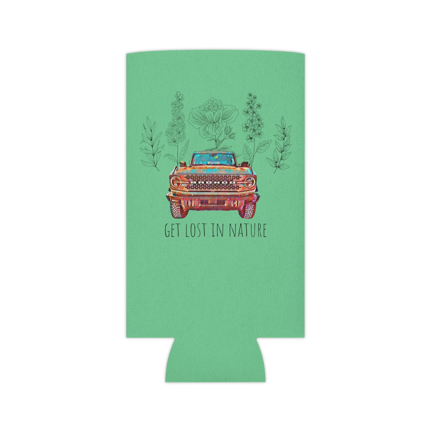Get Lost In Nature - Bronco - Flowers / Floral - Can Cooler