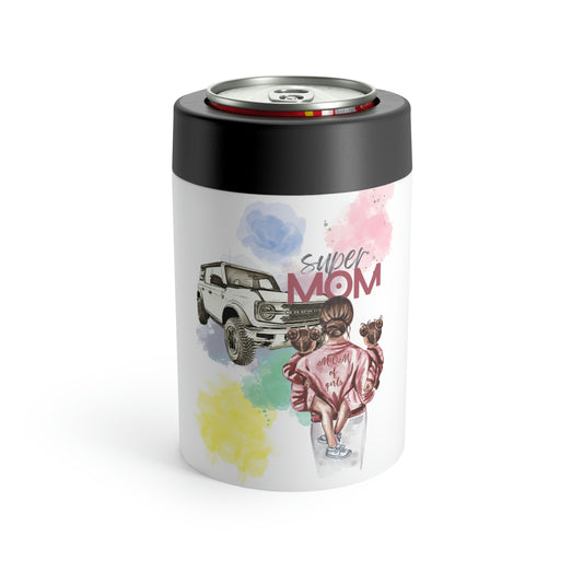 Super MOM / Mom of Girls - Watercolor - Bronco - Can Holder