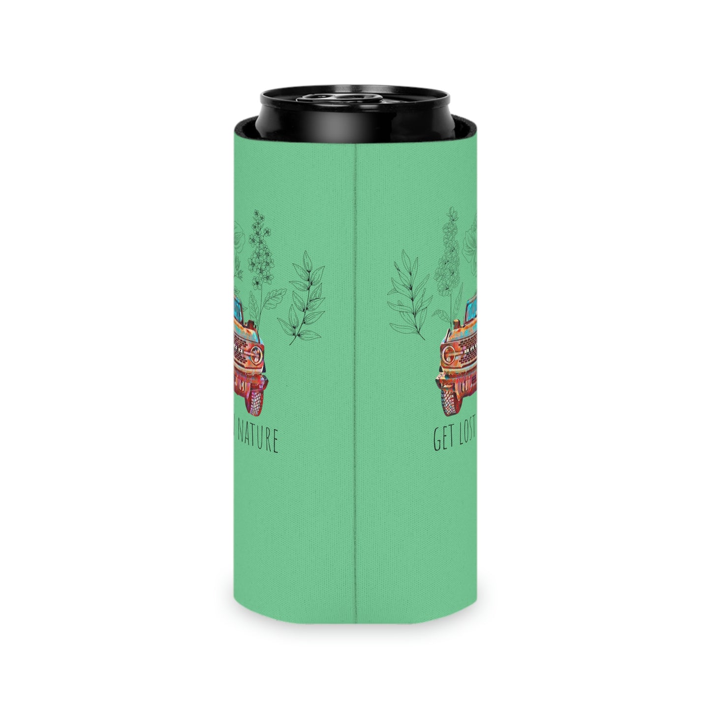 Get Lost In Nature - Bronco - Flowers / Floral - Can Cooler