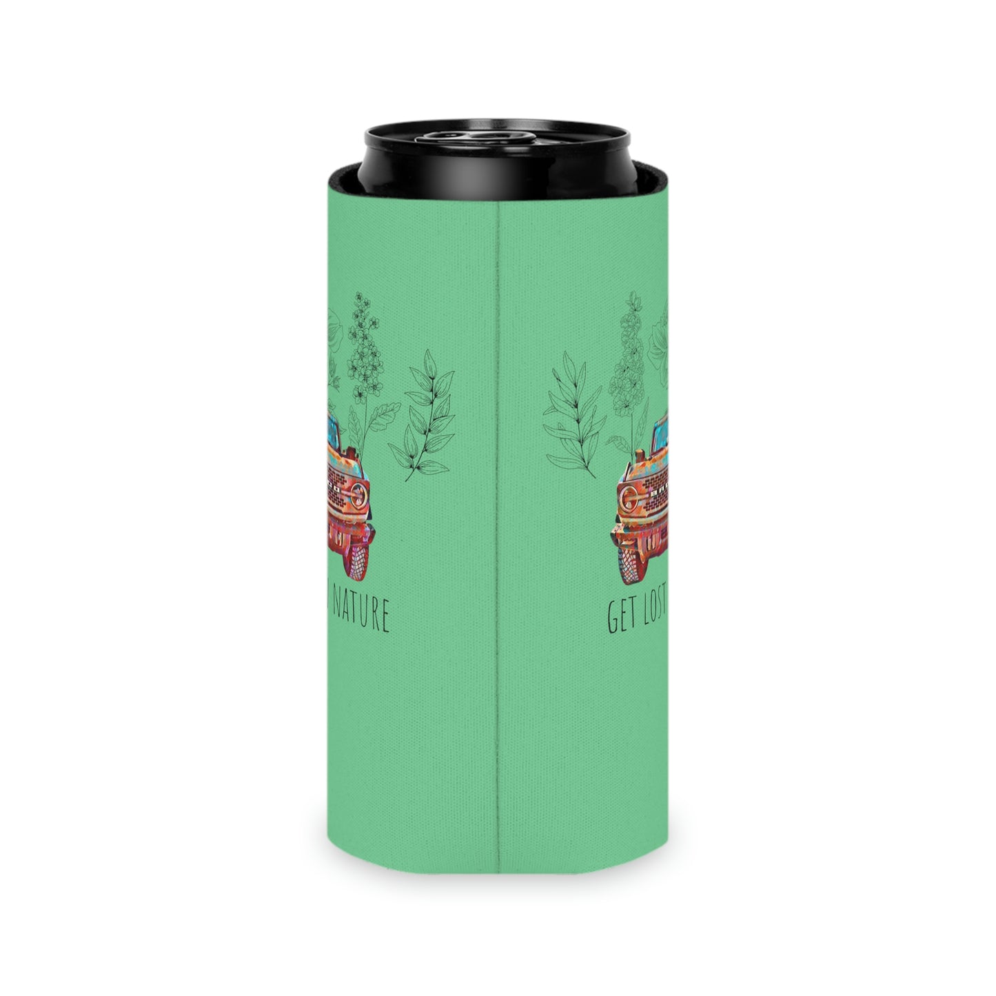 Get Lost In Nature - Bronco - Flowers / Floral - Can Cooler