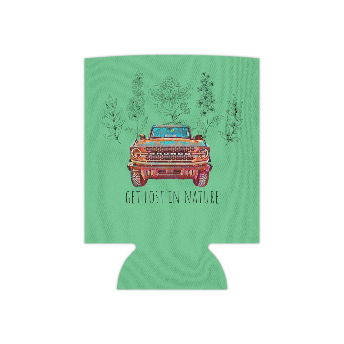 Get Lost In Nature - Bronco - Flowers / Floral - Can Cooler