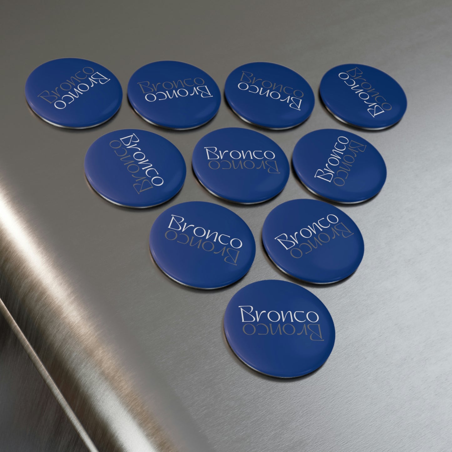 Dual Bronco Font - Button Magnet, Round (1 & 10 pcs)