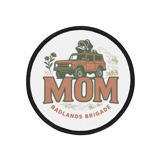 MOM's Adventure Iron-On Patch - Badlands Brigade - Retro Style Embroidery for Jackets & Bags
