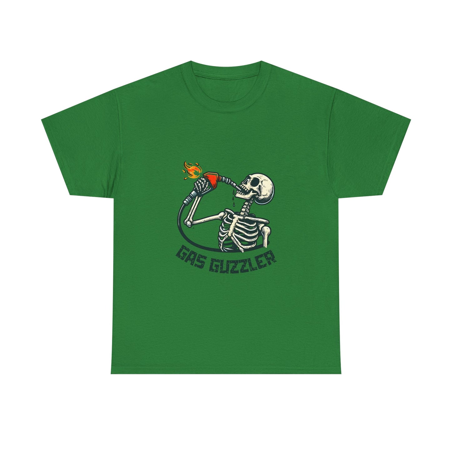 Gas Guzzler Skeleton Unisex Tee, Funny Skeleton Shirt, Halloween Graphic Tee, Skeleton Drinking Gasoline Shirt, Skeleton Gas Pump Tee